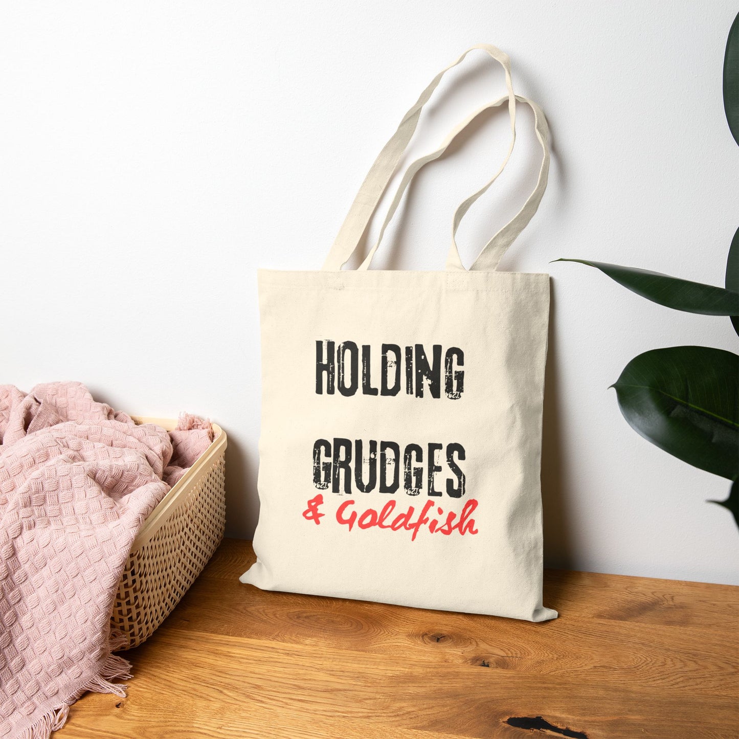 Holding Grudges & Goldfish | Funny Cotton Canvas Tote Bag