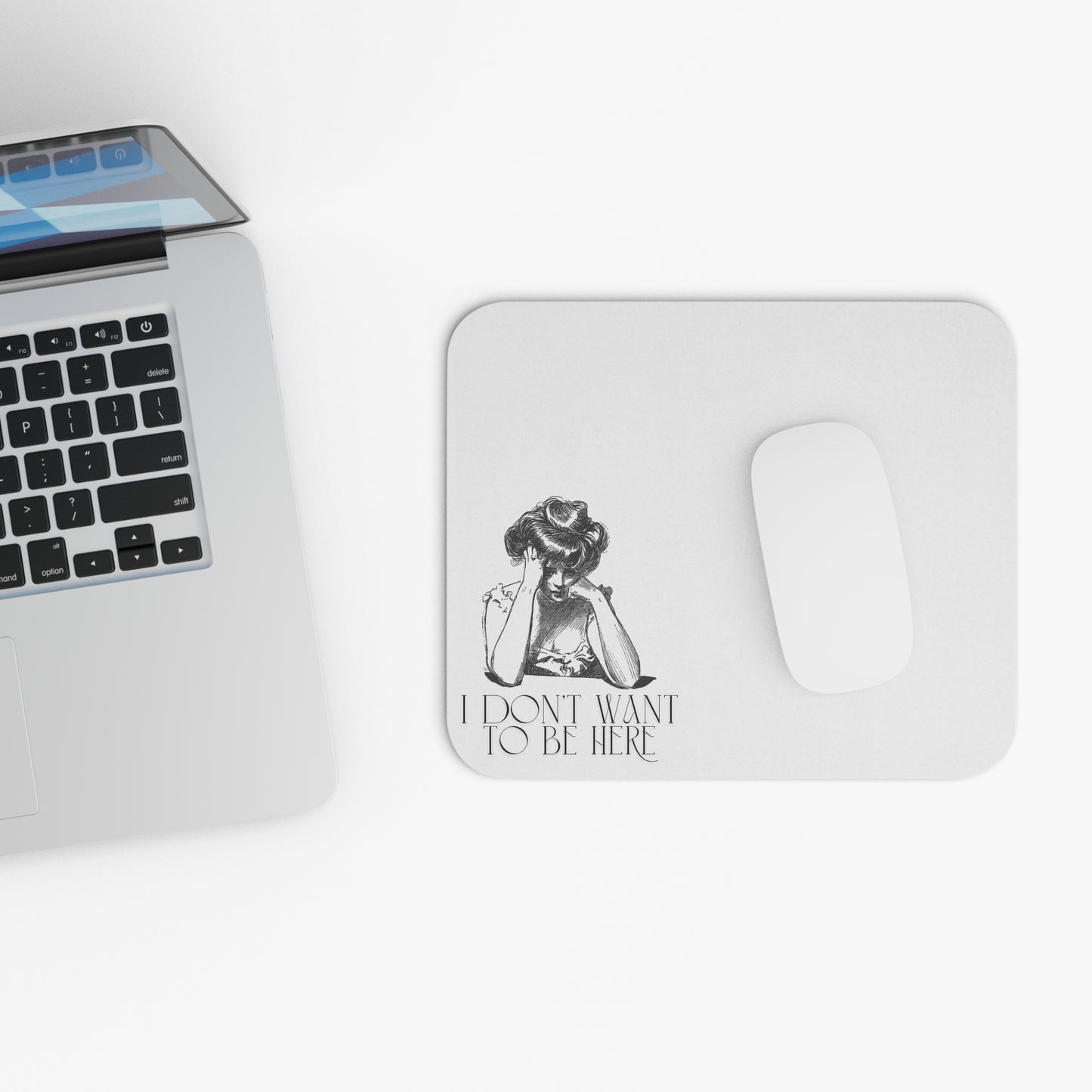 Vintage Graphic Mouse Pad - "I Don't Want to Be Here" - Perfect Gift for Home Office or Study