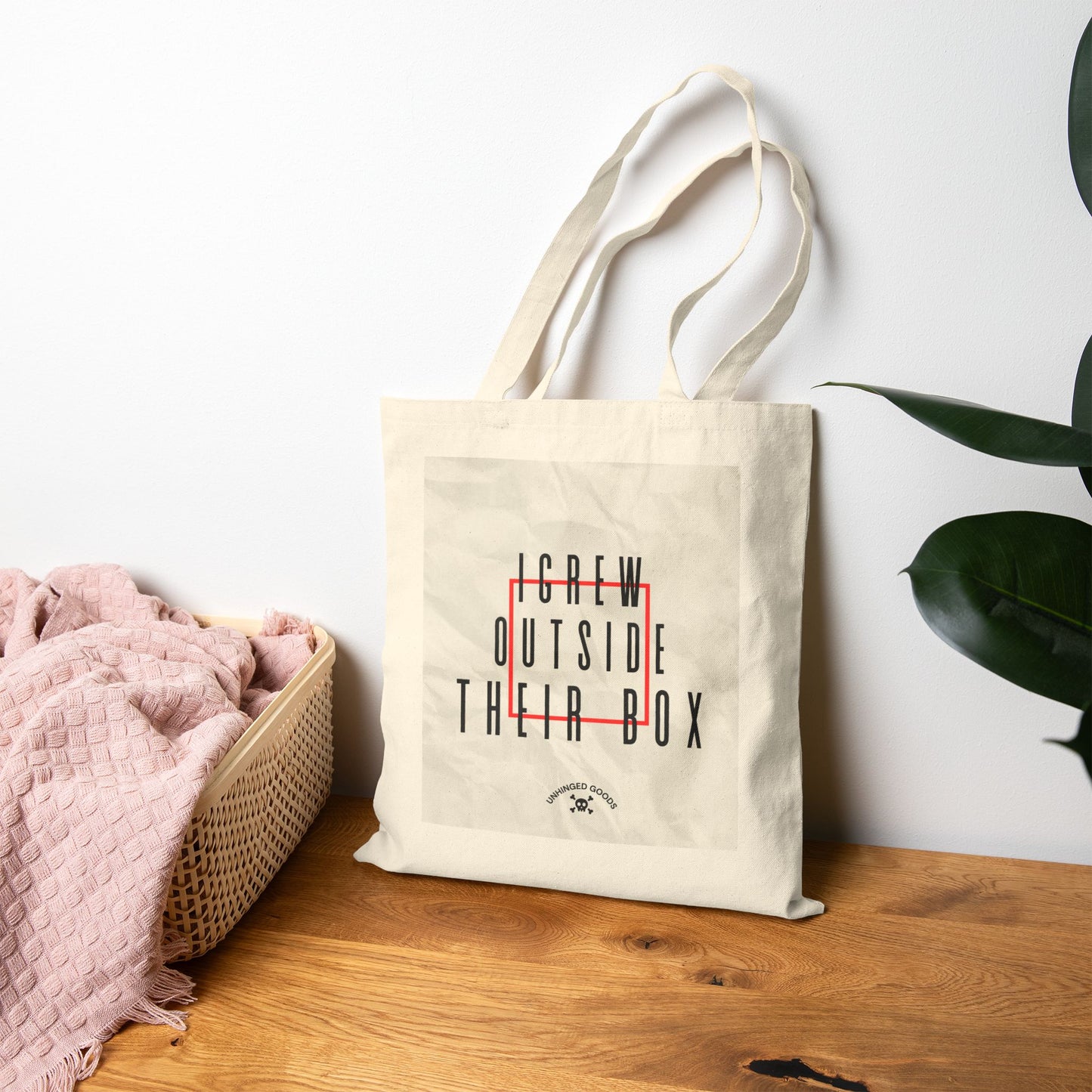 "I grew outside THEIR box" - Inspirational Cotton Canvas Tote Bag