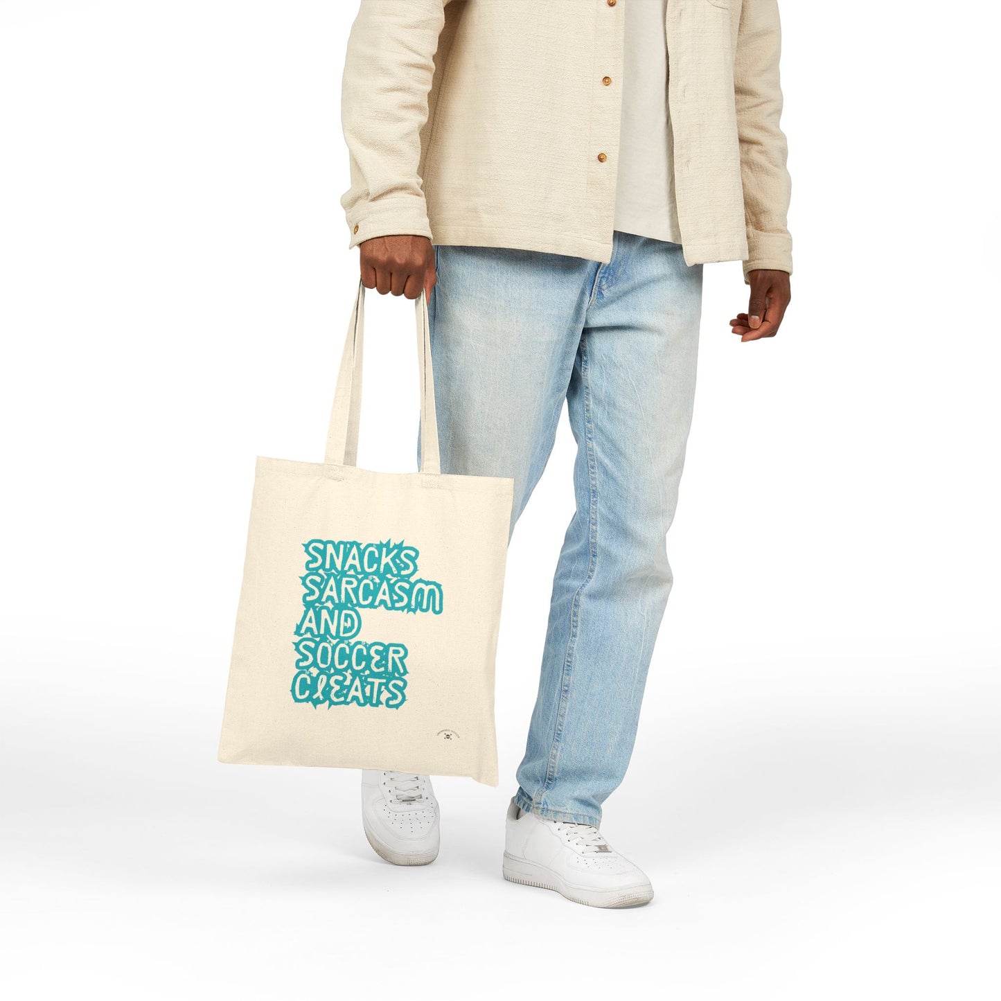 Snacks, Sarcasm, and Soccer Tote Bag | Fun Grocery Bag, Beach Bag, Eco-Friendly Tote, Gift for Sports Lovers, Casual Day Out