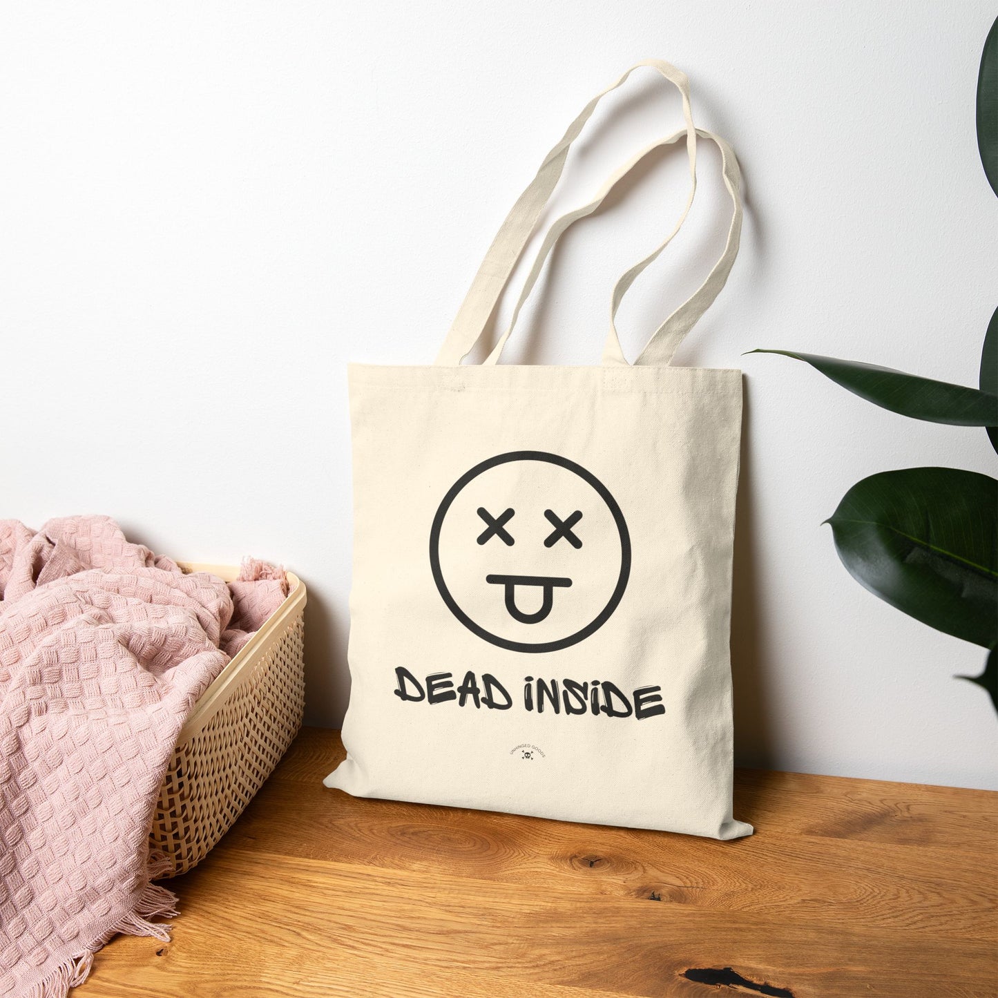 Dead Inside | Cotton Canvas Tote Bag - Trendy Eco-Friendly Shopping Bag