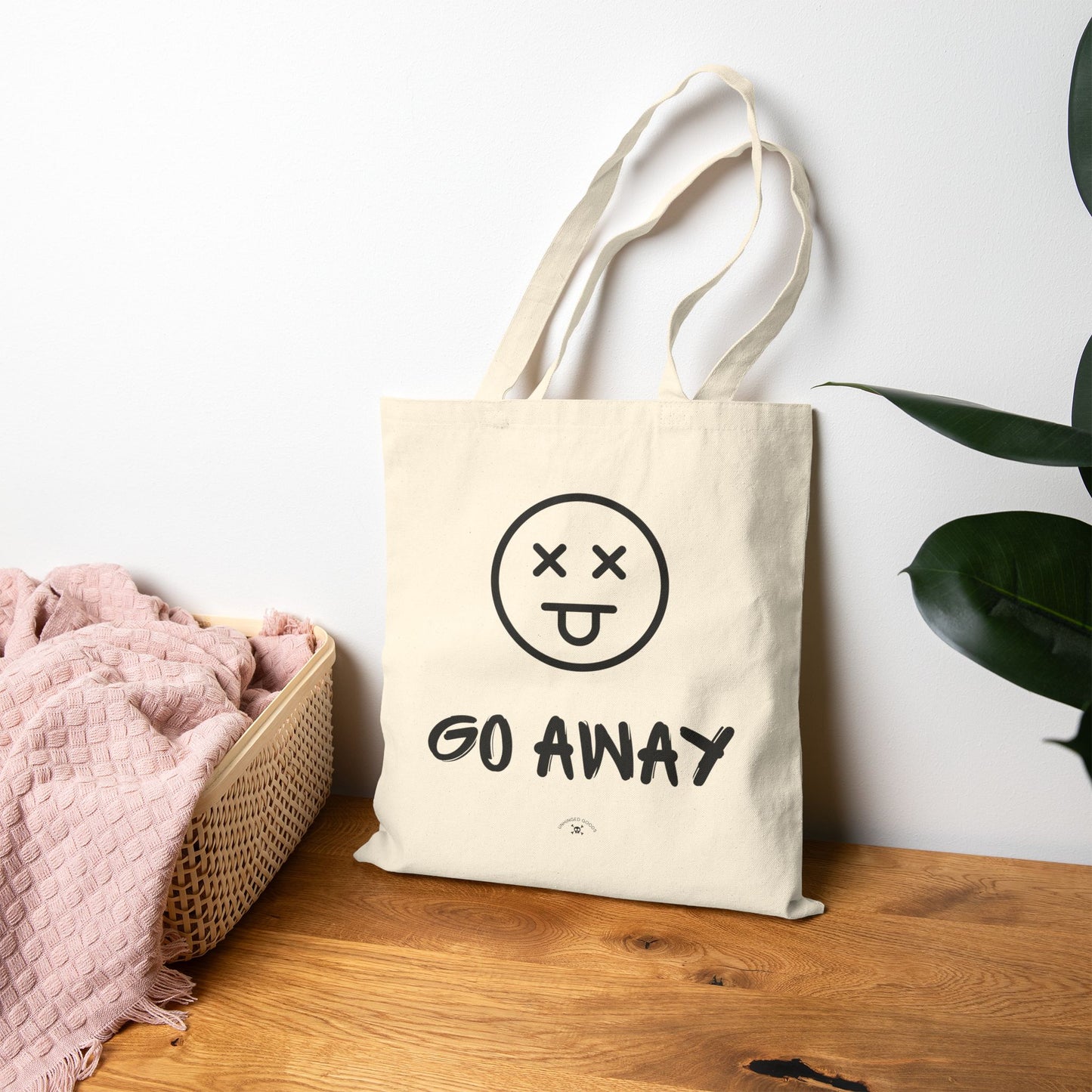 'Go Away' | Funny Cotton Canvas Tote Bag - - Casual Eco-Friendly Shopping Bag