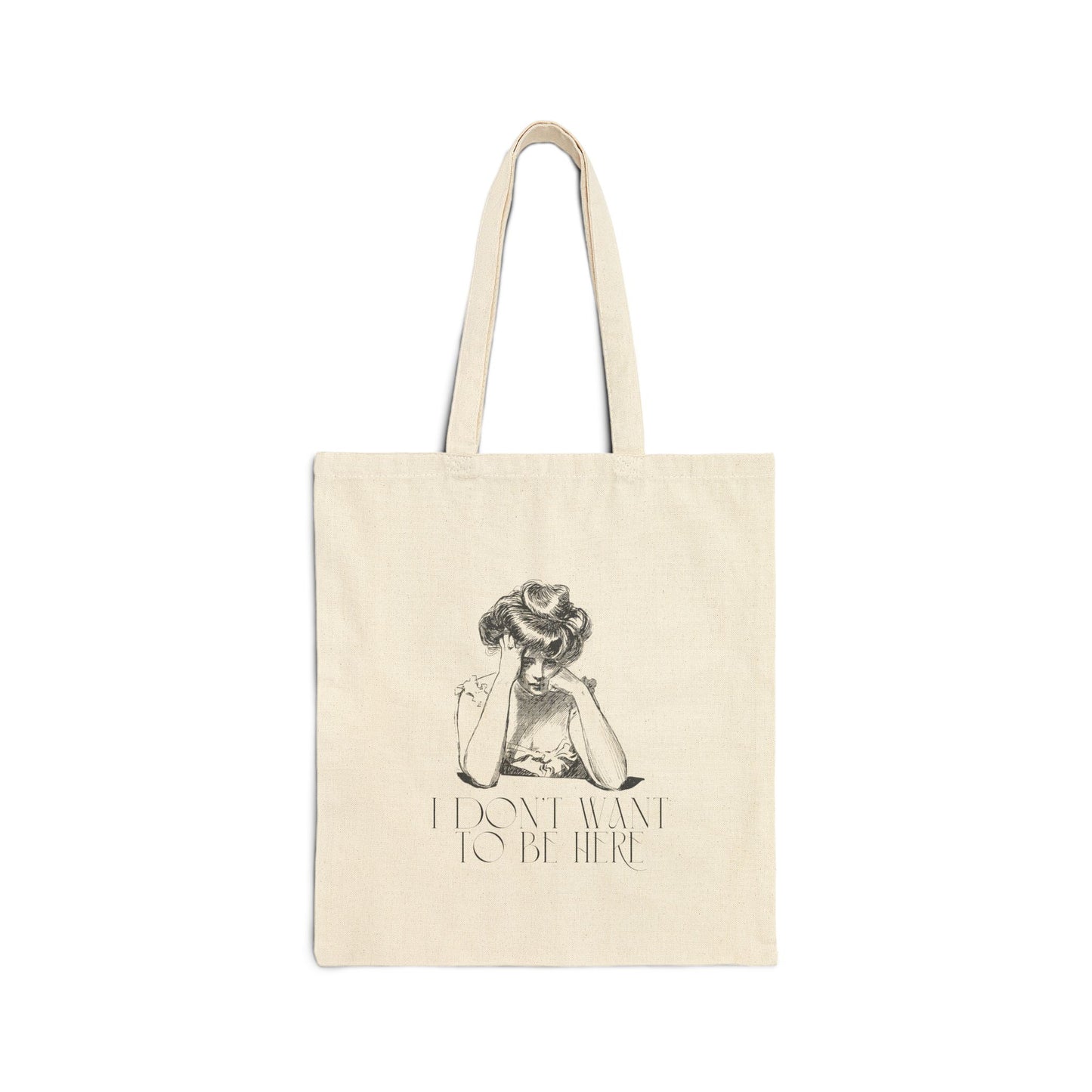 I Don't Want to Be Here Cotton Canvas Tote Bag - Stylish Eco-Friendly Shopper for Everyday Use