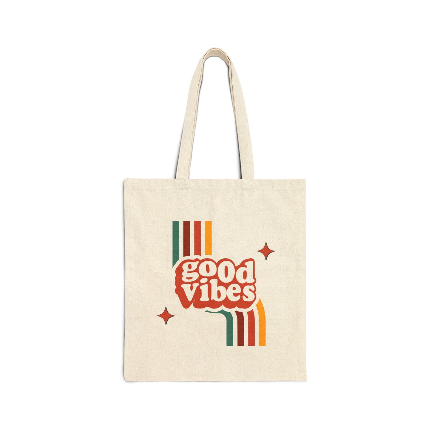 Good Vibes Cotton Canvas Tote Bag - Eco-Friendly Shopping Bag