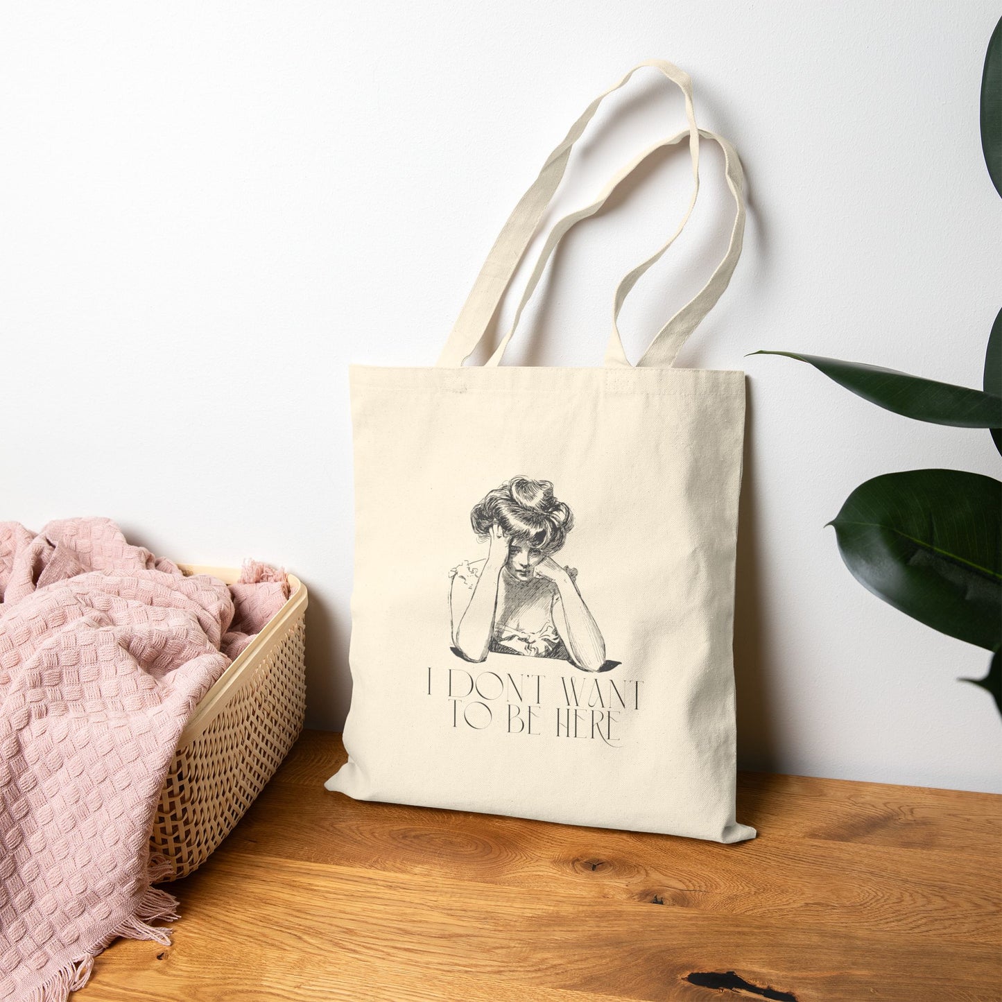 I Don't Want to Be Here Cotton Canvas Tote Bag - Stylish Eco-Friendly Shopper for Everyday Use