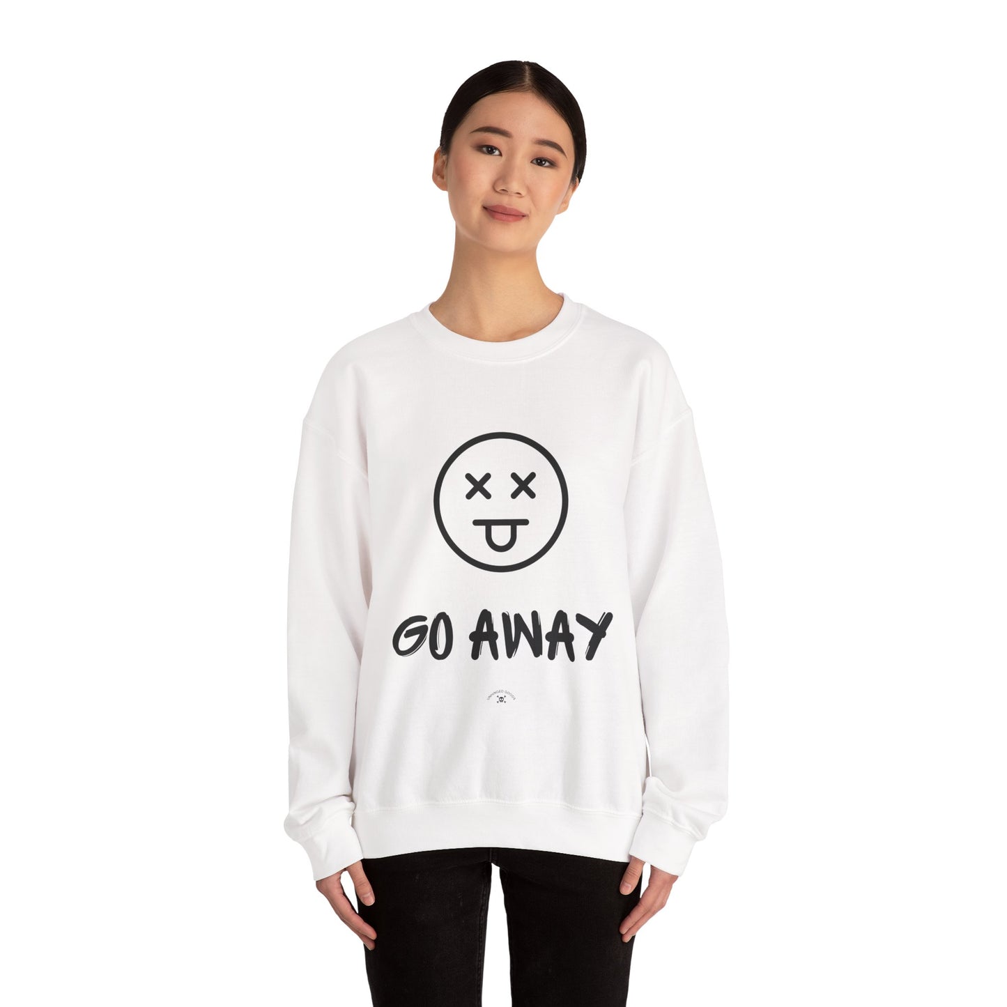 Casual Crewneck Sweatshirt with 'GO AWAY' Design - Trendy Unisex Pullover, Gift for Introverts, Cozy Lounge Wear, Everyday Comfort