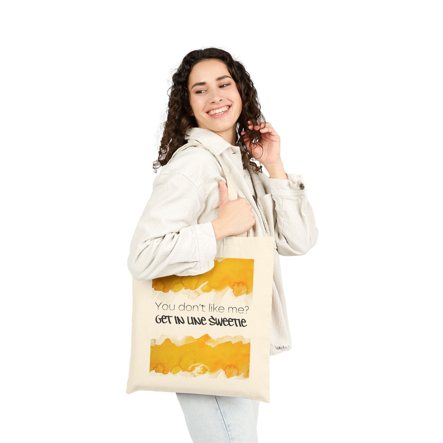 Funny Cotton Canvas Tote Bag - 'Get in Line Sweetie'