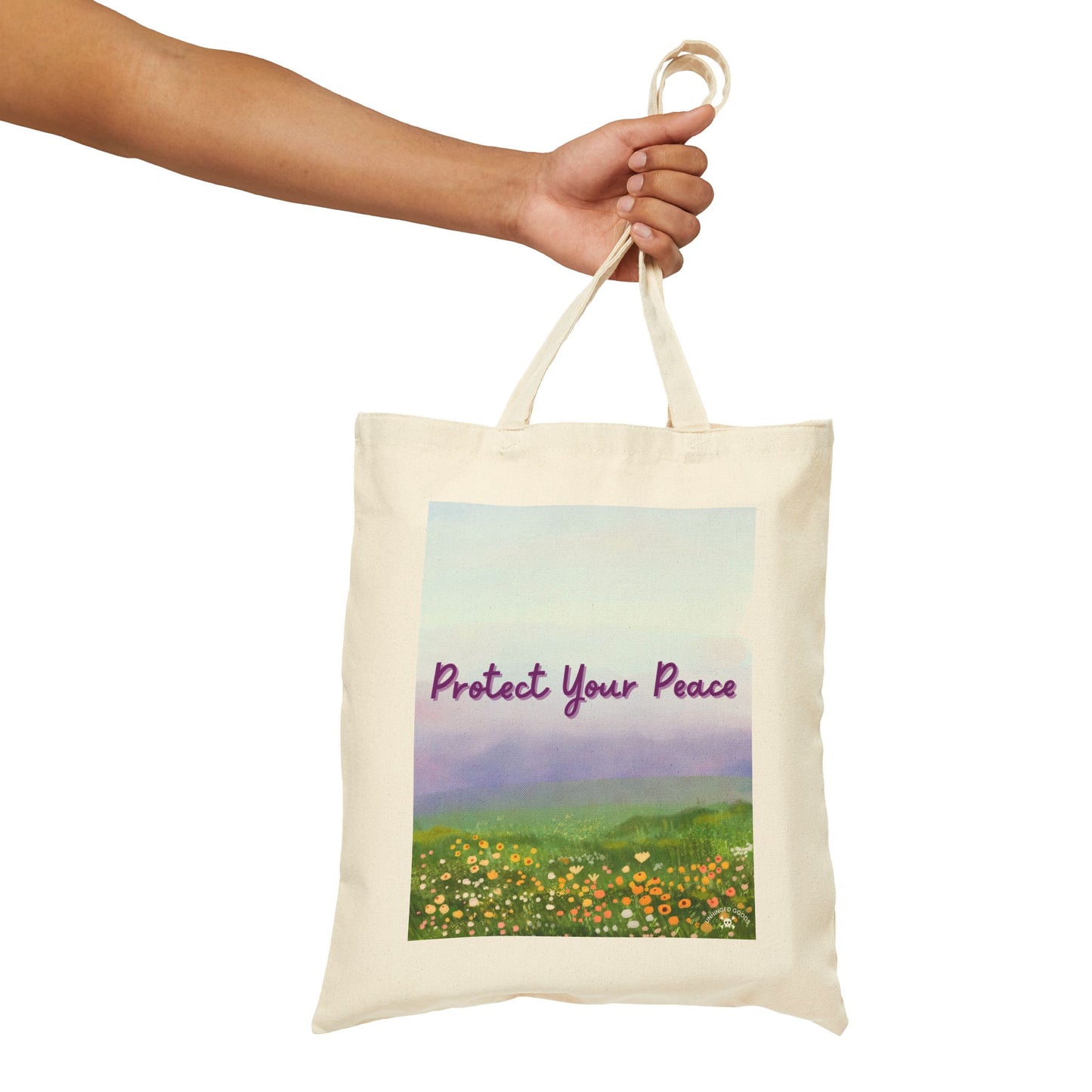 Protect Your Peace | Cotton Canvas Tote Bag - Eco-Friendly Floral Design
