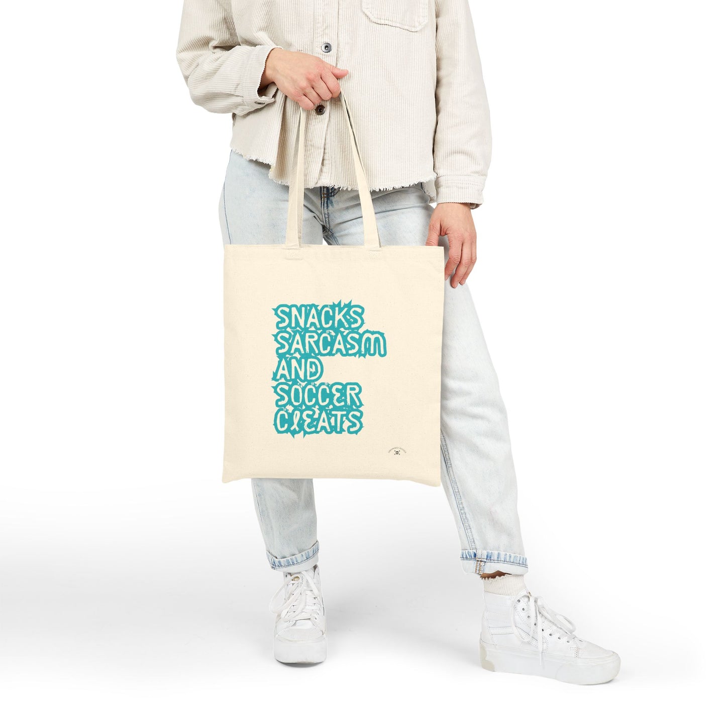 Snacks, Sarcasm, and Soccer Tote Bag | Fun Grocery Bag, Beach Bag, Eco-Friendly Tote, Gift for Sports Lovers, Casual Day Out
