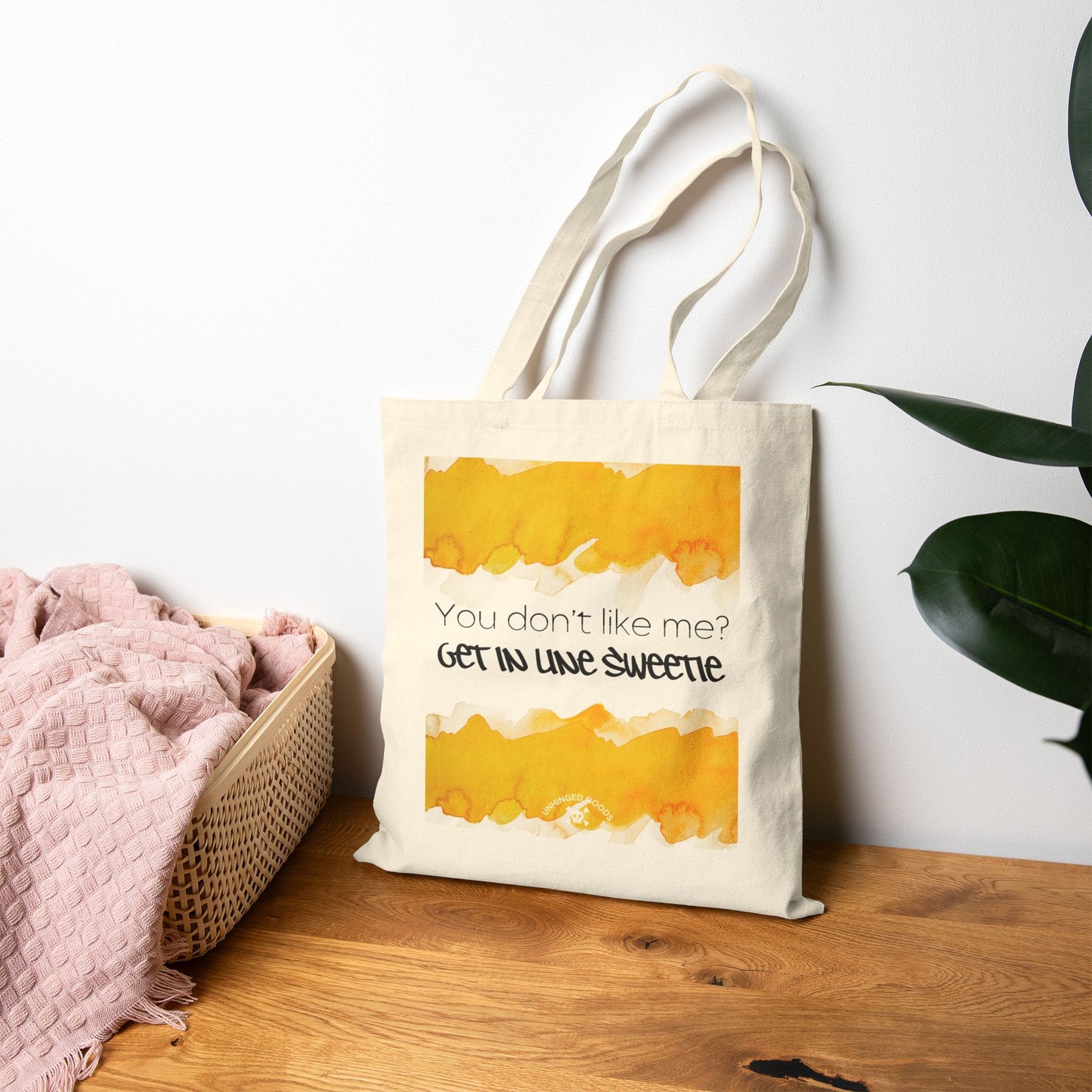 Funny Cotton Canvas Tote Bag - 'Get in Line Sweetie'