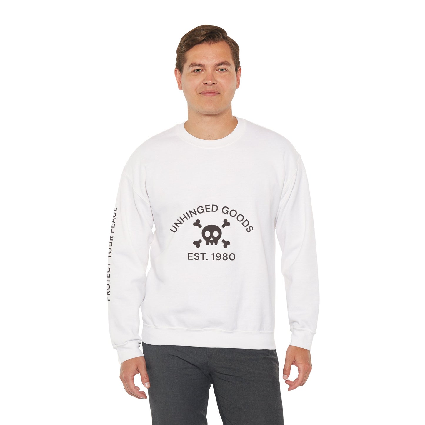 Unisex Heavy Blend™ Crewneck Sweatshirt - Unhinged Goods with Skull Design