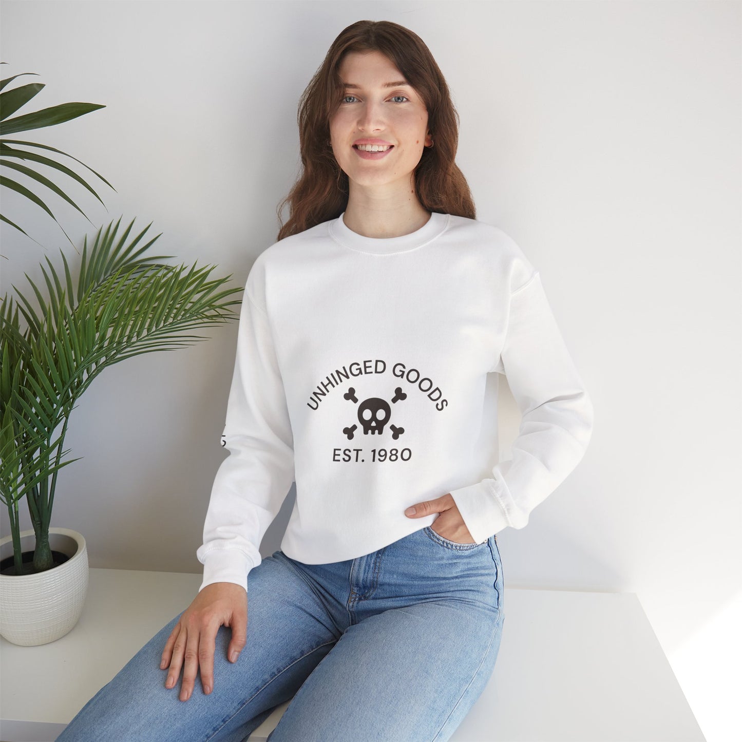 Unisex Heavy Blend™ Crewneck Sweatshirt - Unhinged Goods with Skull Design