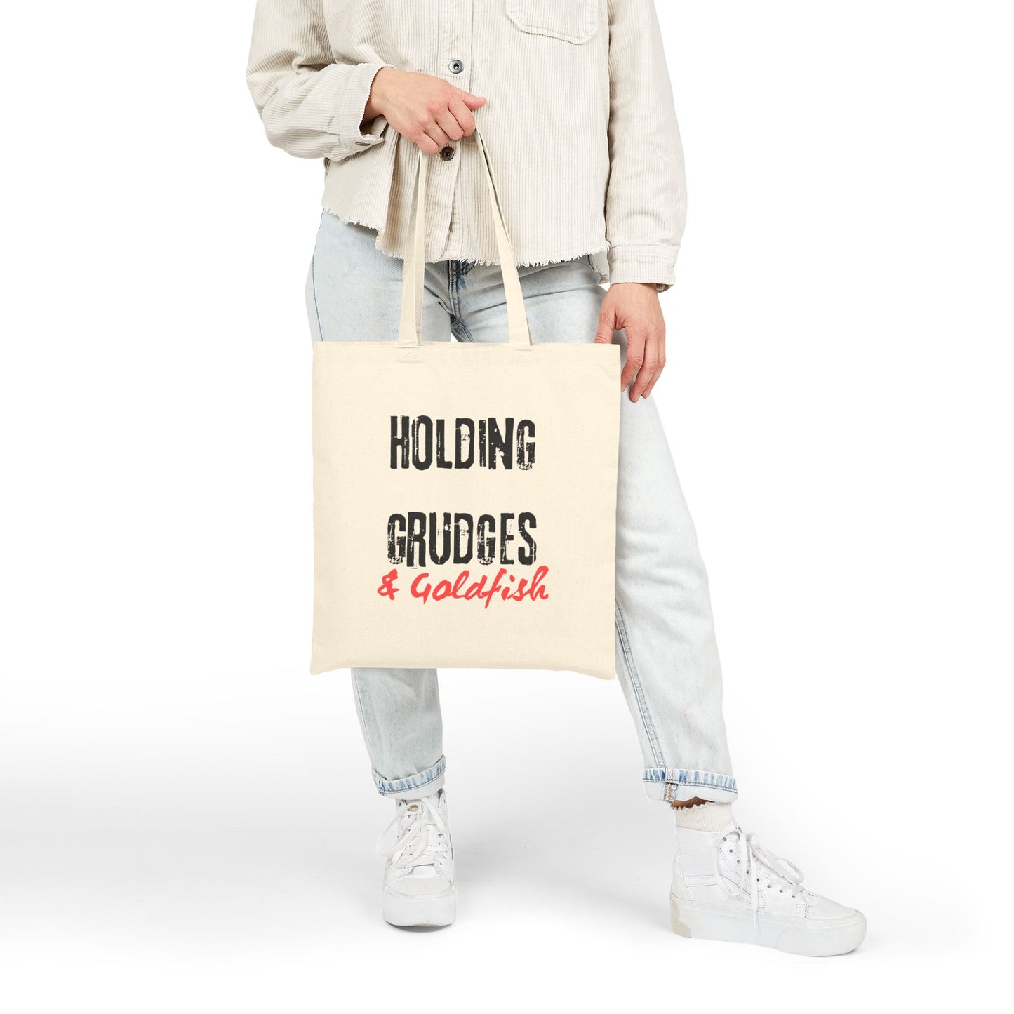 Holding Grudges & Goldfish | Funny Cotton Canvas Tote Bag