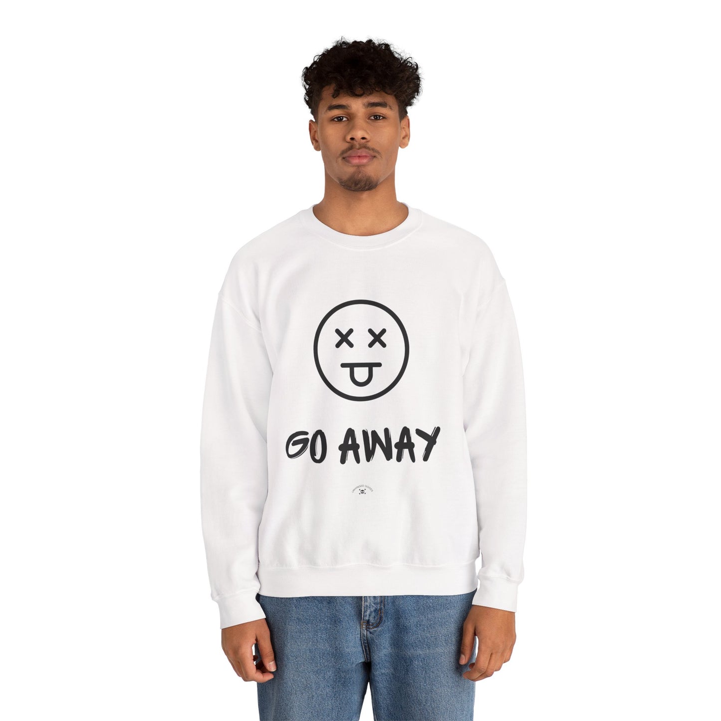 Casual Crewneck Sweatshirt with 'GO AWAY' Design - Trendy Unisex Pullover, Gift for Introverts, Cozy Lounge Wear, Everyday Comfort