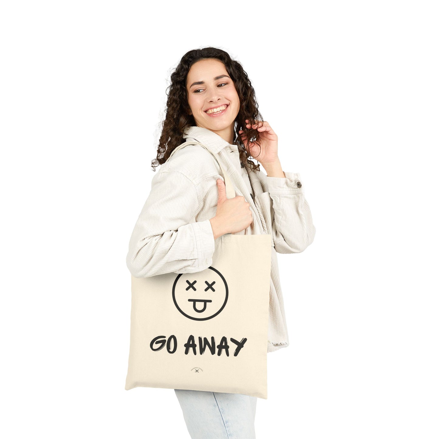 'Go Away' | Funny Cotton Canvas Tote Bag - - Casual Eco-Friendly Shopping Bag