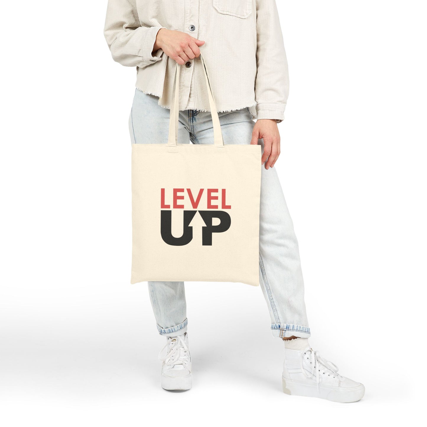 Level Up Cotton Canvas Tote Bag - Eco-Friendly Shopping Bag for Dreamers & Trendsetters