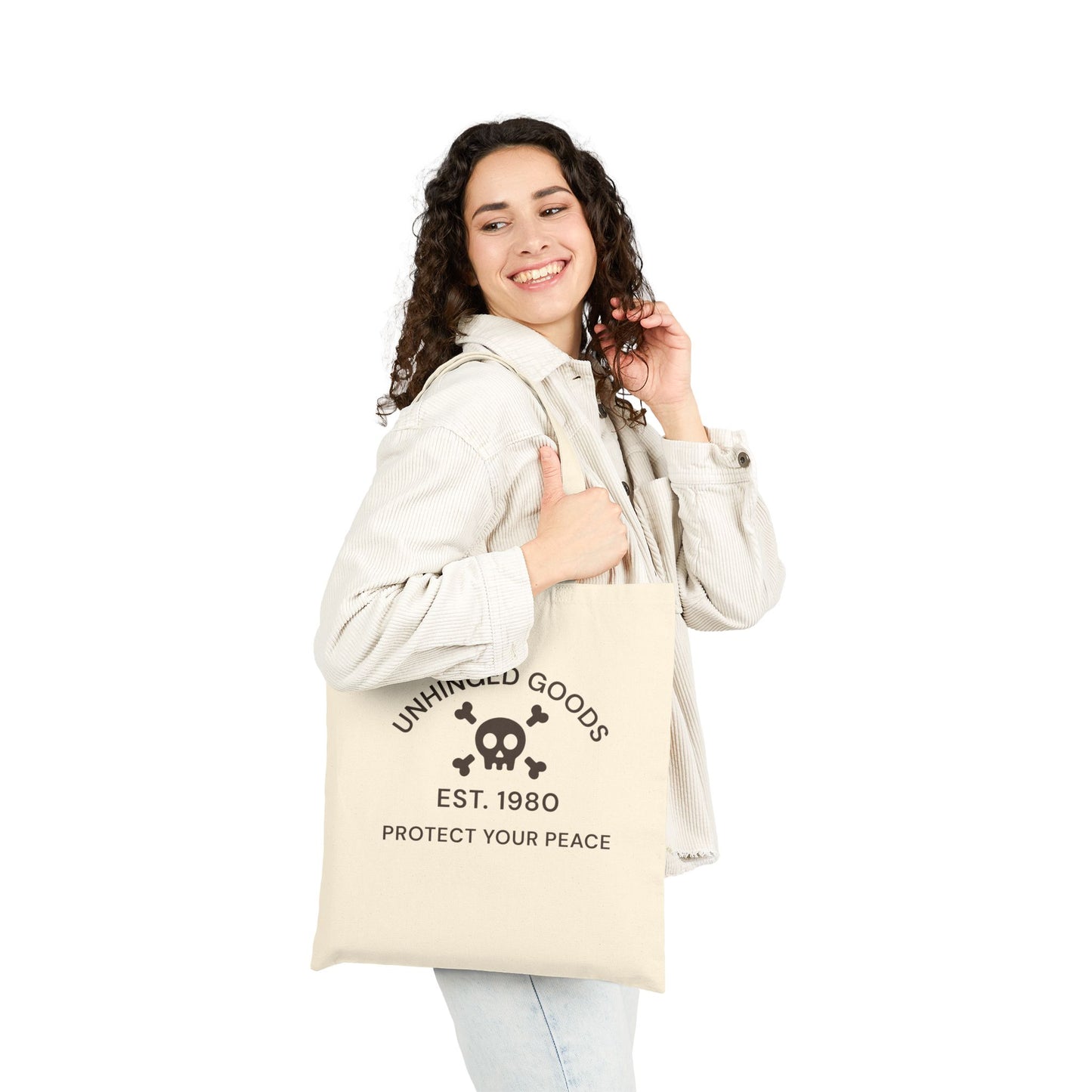 Unhinged Goods Cotton Canvas Tote Bag - Protect Your Peace - Eco-Friendly, Stylish, Perfect for Everyday Use