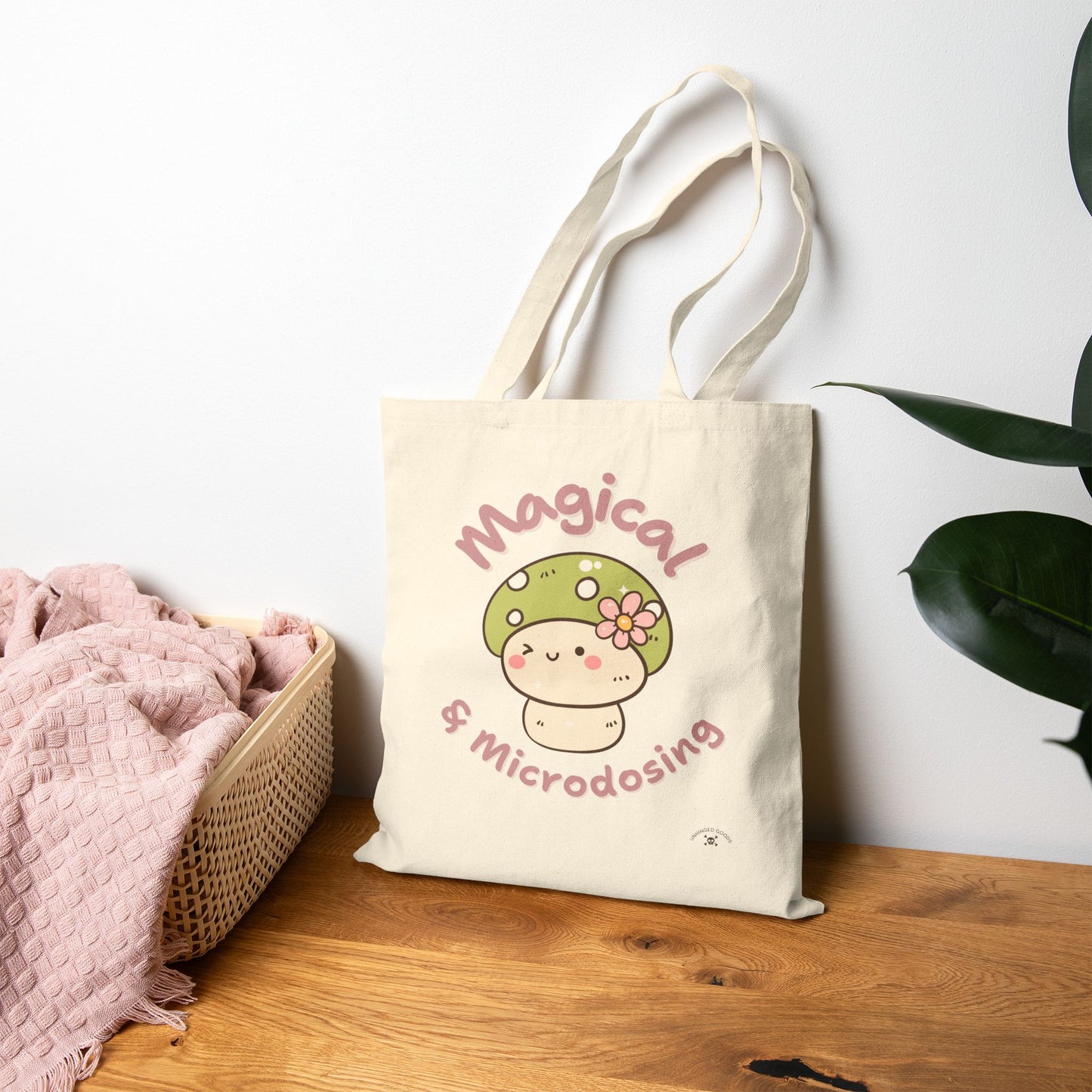 Magical Microdosing Tote Bag, Cute Mushroom, Eco-Friendly Shopping Bag, Gift for Nature Lovers, Psychedelic Art, Everyday Use