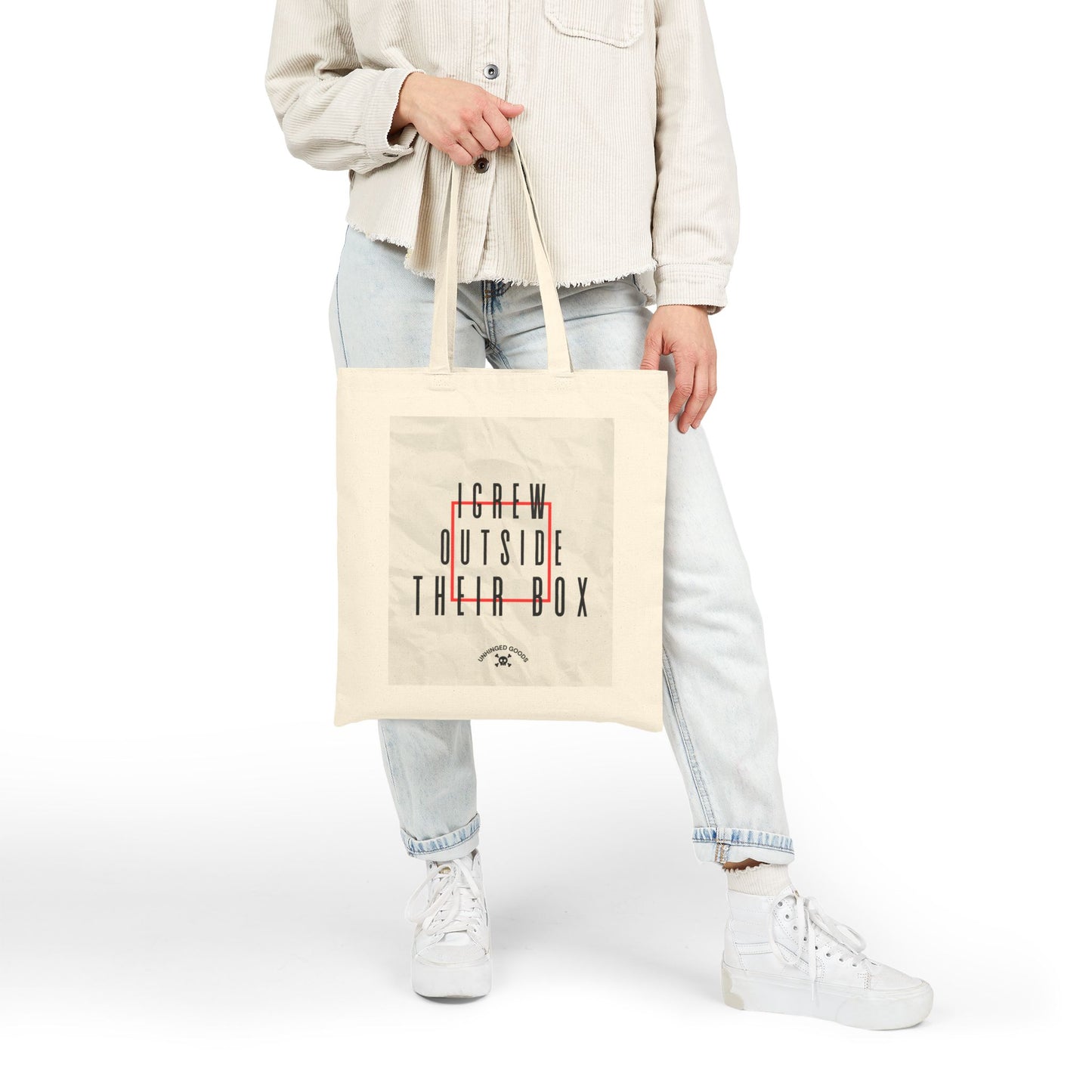 "I grew outside THEIR box" - Inspirational Cotton Canvas Tote Bag