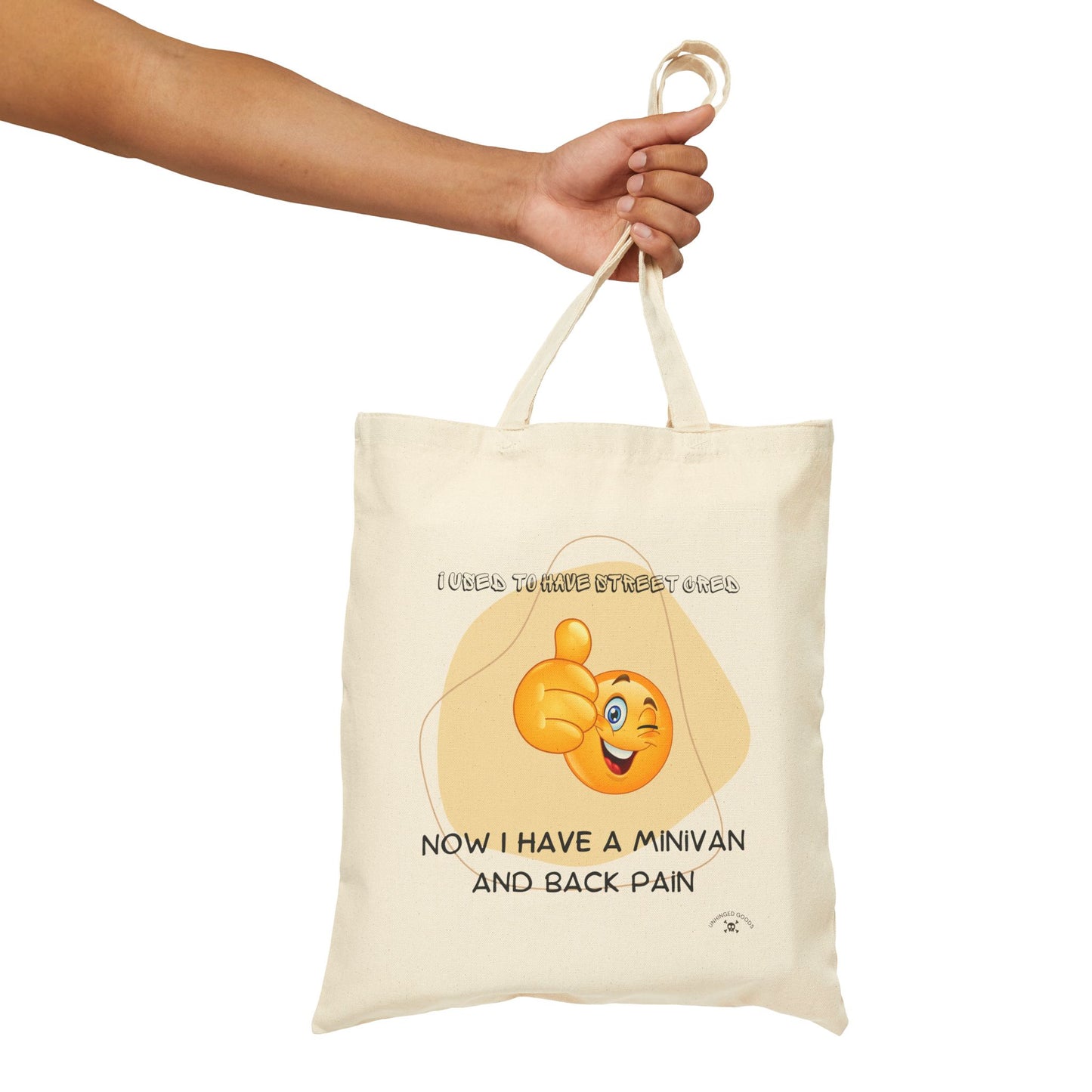 Funny Cotton Canvas Tote Bag - 'Now I Have a Minivan and Back Pain' - Ideal for Parents, Commuters, and Daily Errands