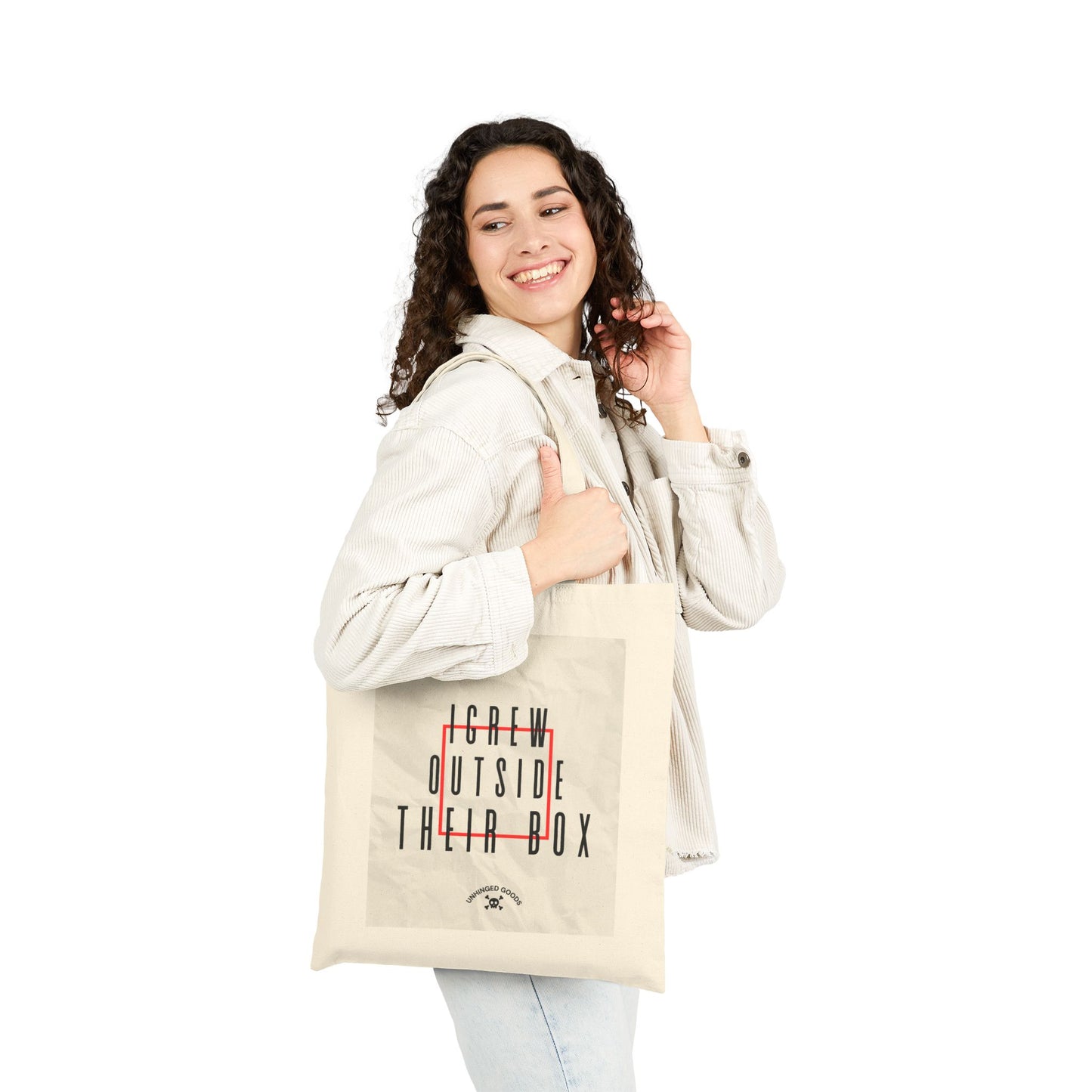 "I grew outside THEIR box" - Inspirational Cotton Canvas Tote Bag