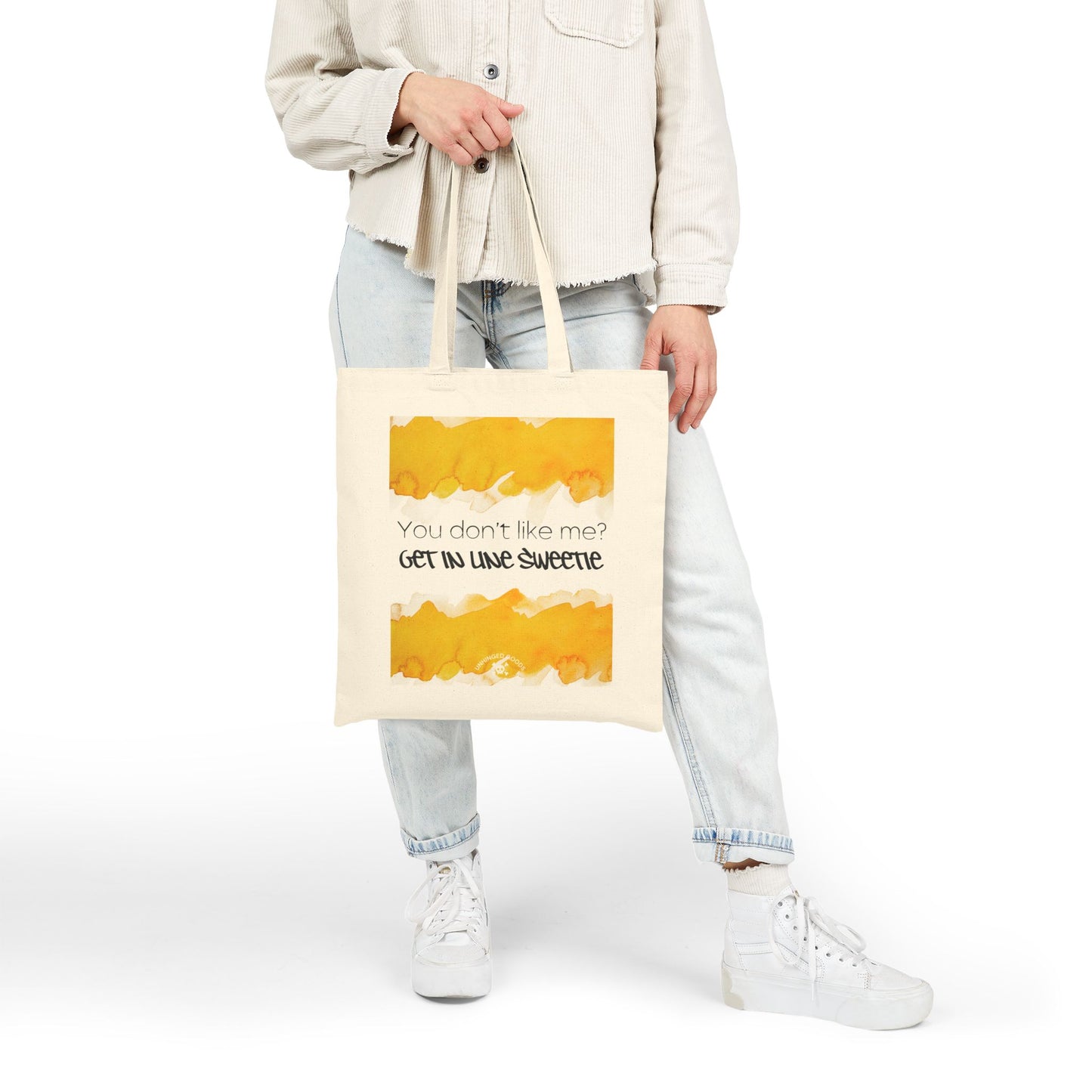 Funny Cotton Canvas Tote Bag - 'Get in Line Sweetie'