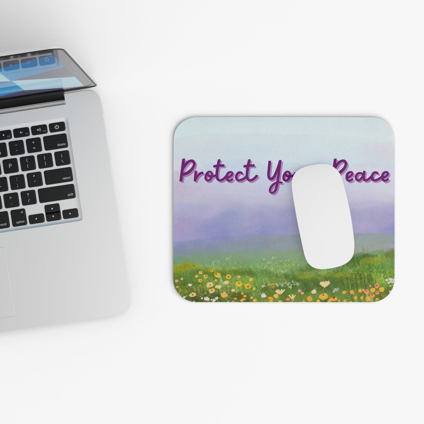 Serene Mouse Pad - "Protect Your Peace" Floral Design
