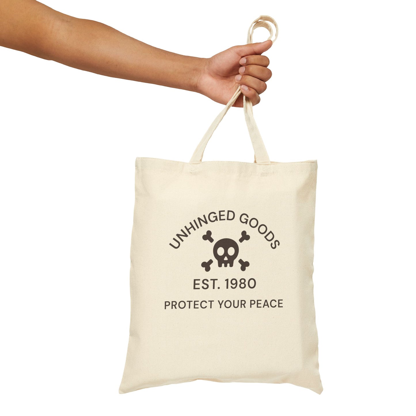 Unhinged Goods Cotton Canvas Tote Bag - Protect Your Peace - Eco-Friendly, Stylish, Perfect for Everyday Use