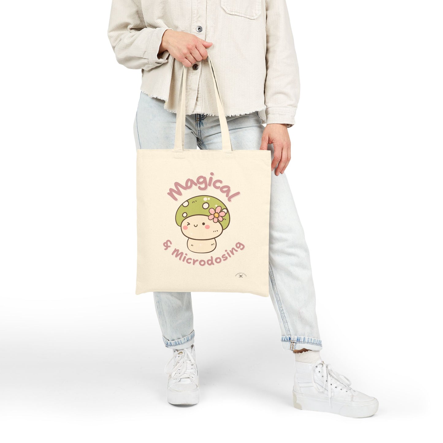 Magical Microdosing Tote Bag, Cute Mushroom, Eco-Friendly Shopping Bag, Gift for Nature Lovers, Psychedelic Art, Everyday Use