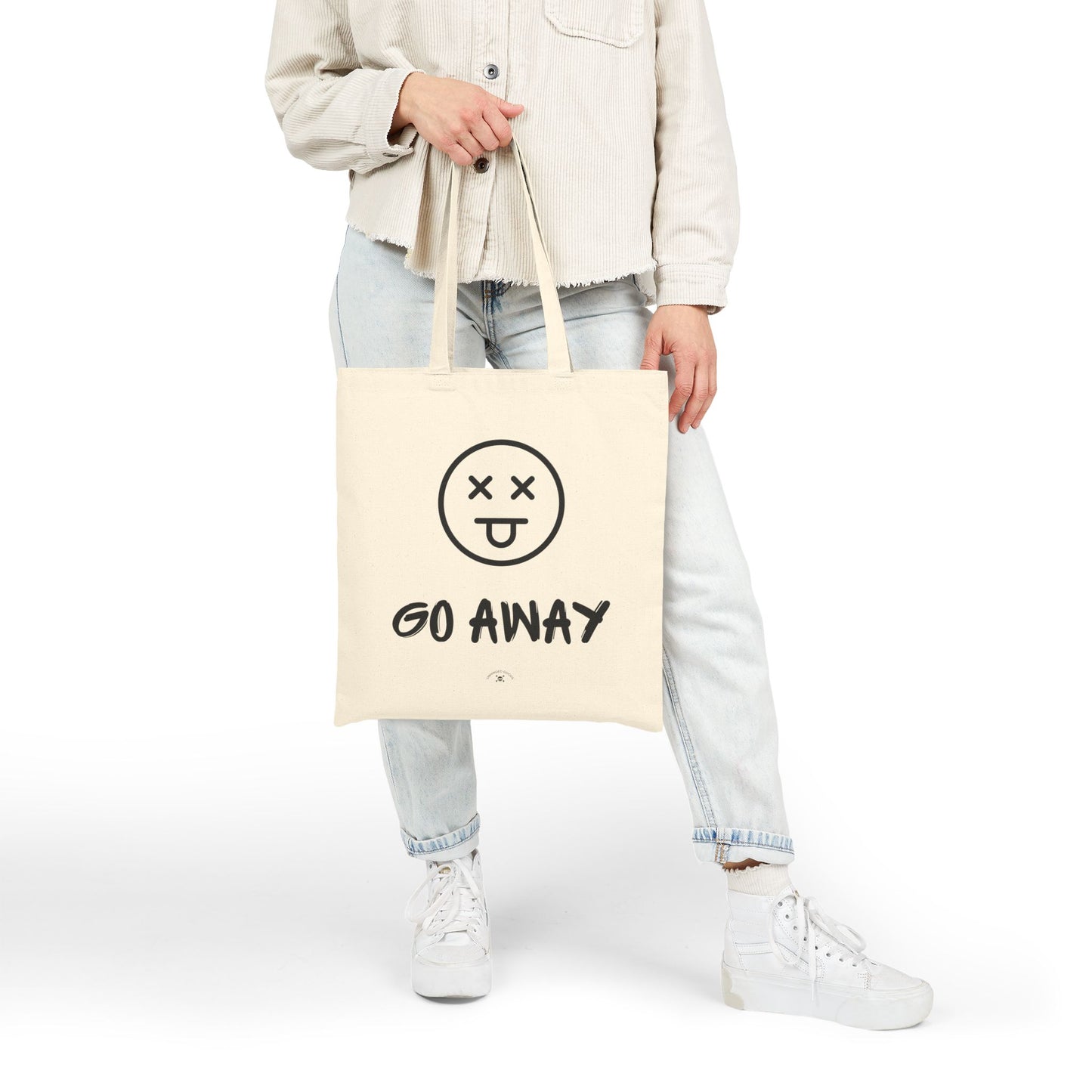'Go Away' | Funny Cotton Canvas Tote Bag - - Casual Eco-Friendly Shopping Bag