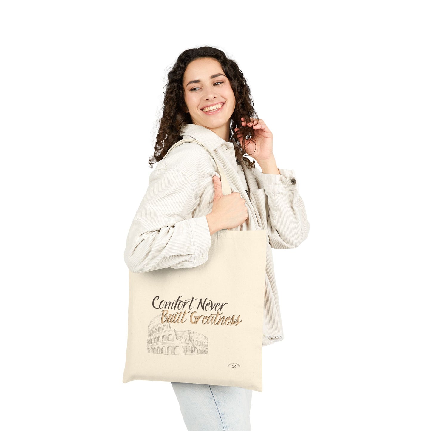 Motivational Canvas Tote Bag - 'Comfort Never Built Greatness'
