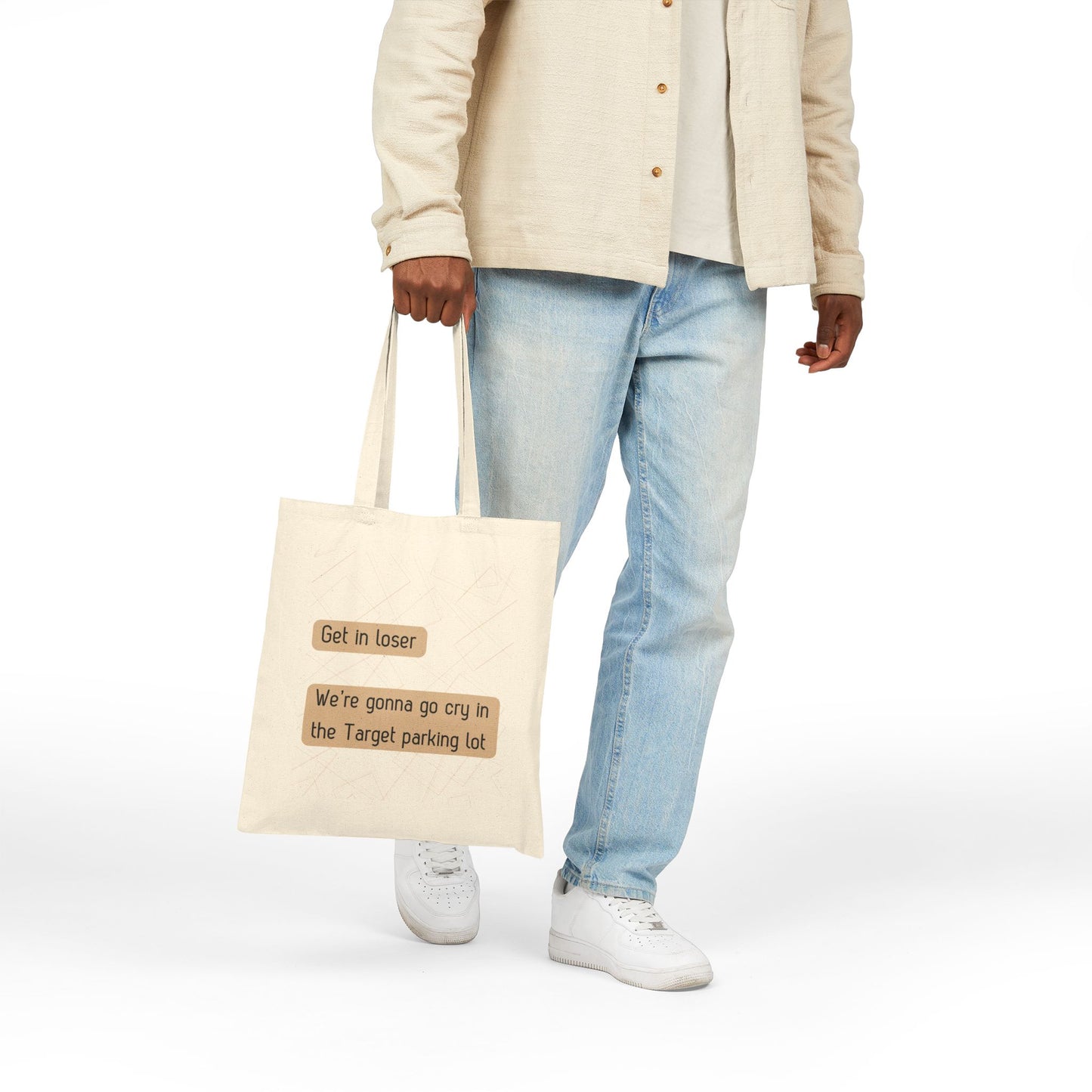 Funny Cotton Canvas Tote Bag - 'Get in loser, We’re gonna go cry in the Target parking lot'