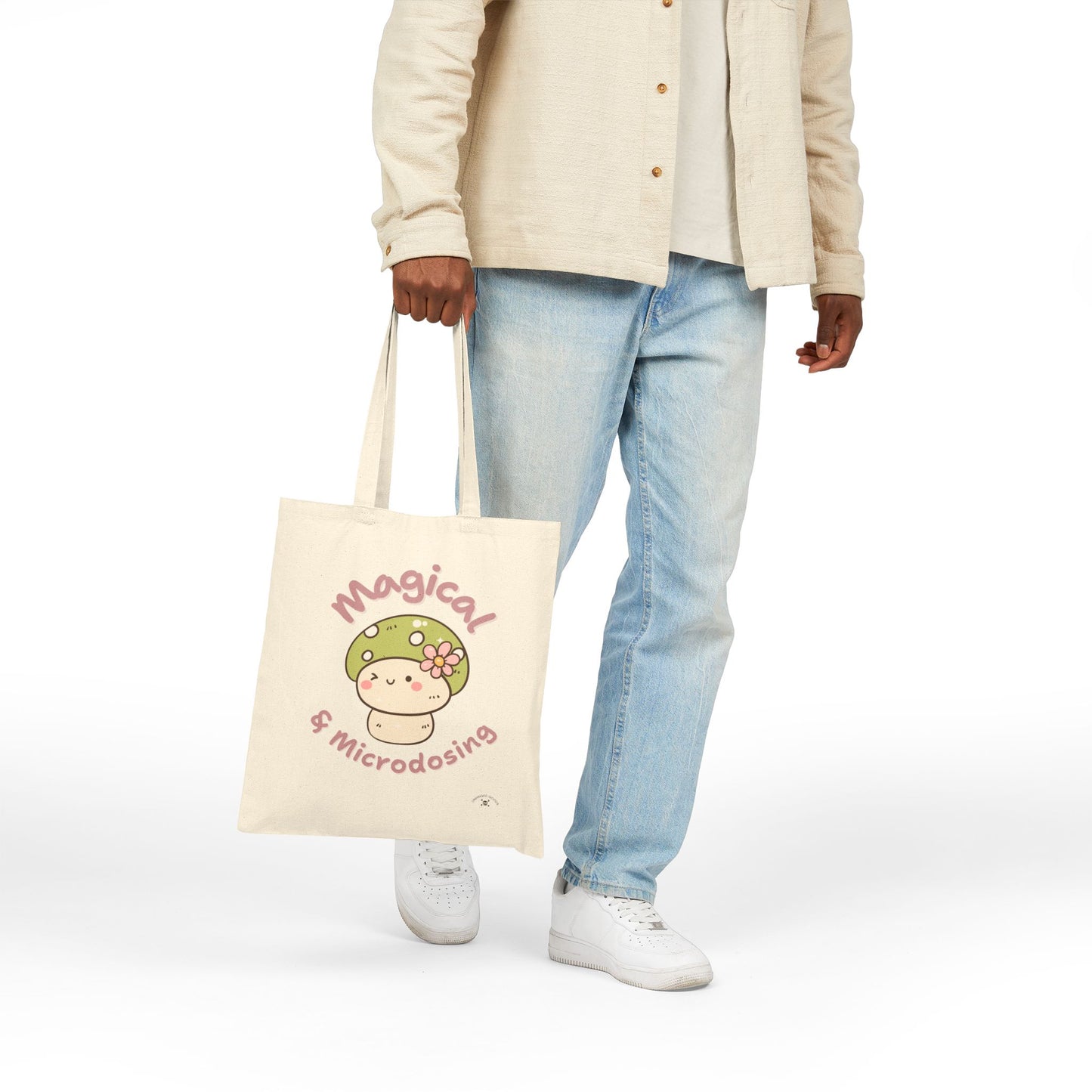 Magical Microdosing Tote Bag, Cute Mushroom, Eco-Friendly Shopping Bag, Gift for Nature Lovers, Psychedelic Art, Everyday Use