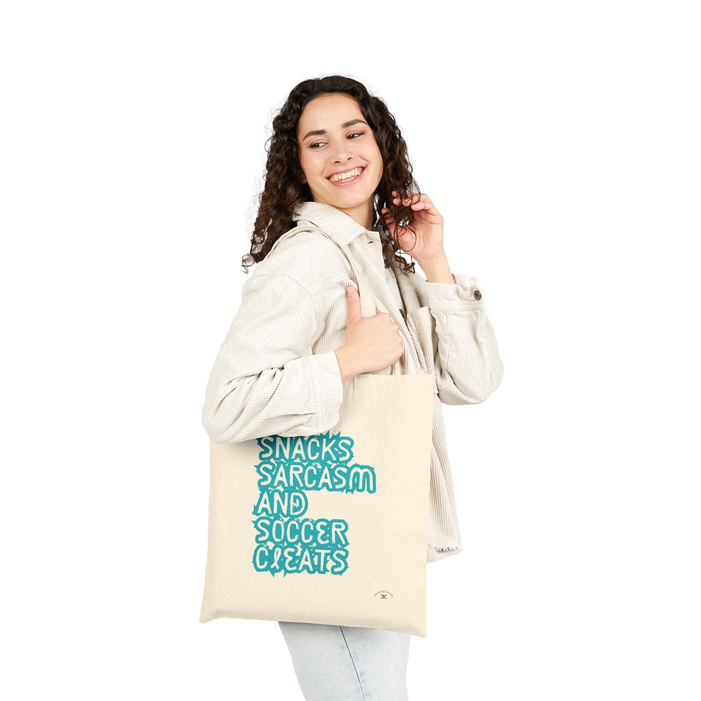 Snacks, Sarcasm, and Soccer Tote Bag | Fun Grocery Bag, Beach Bag, Eco-Friendly Tote, Gift for Sports Lovers, Casual Day Out