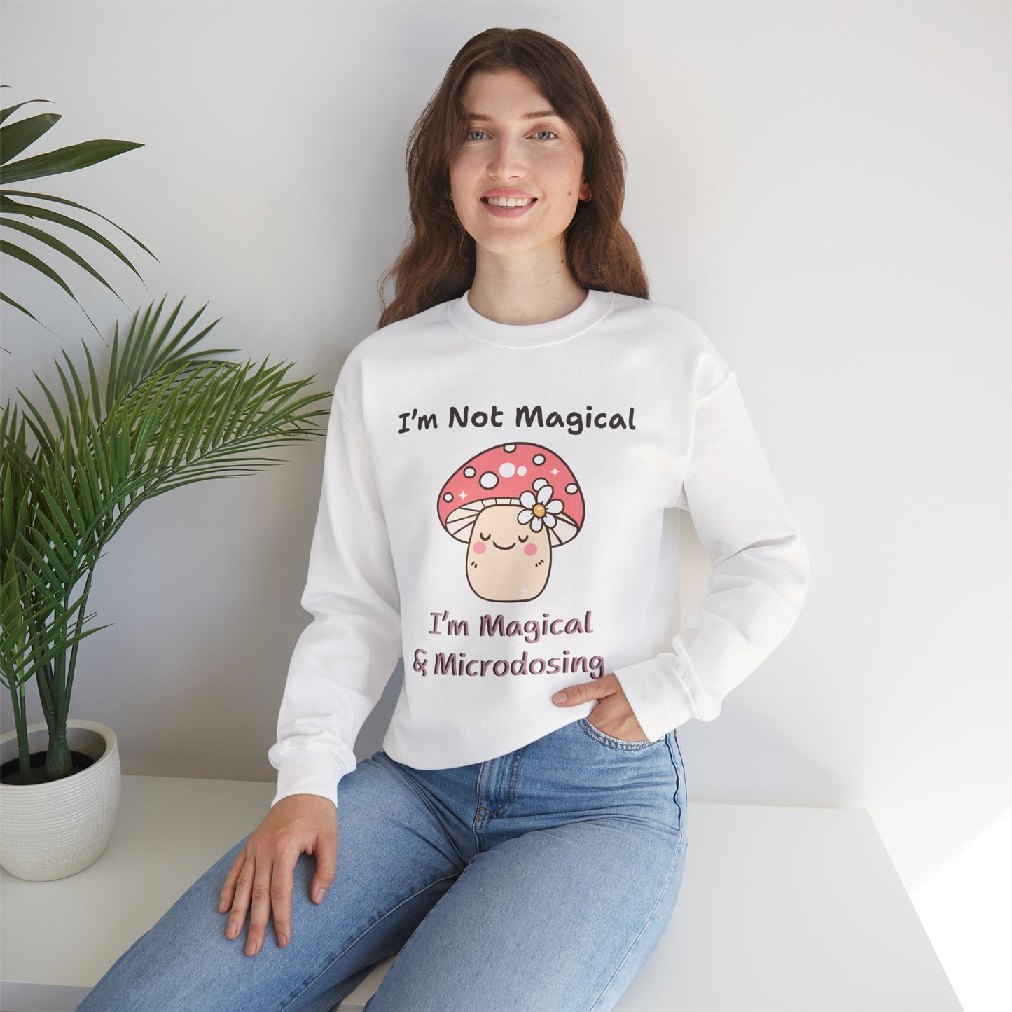 Cute Mushroom Sweatshirt for Microdosing Enthusiasts, Funny Gift, Cozy Apparel, Unisex Crewneck, Fall Fashion