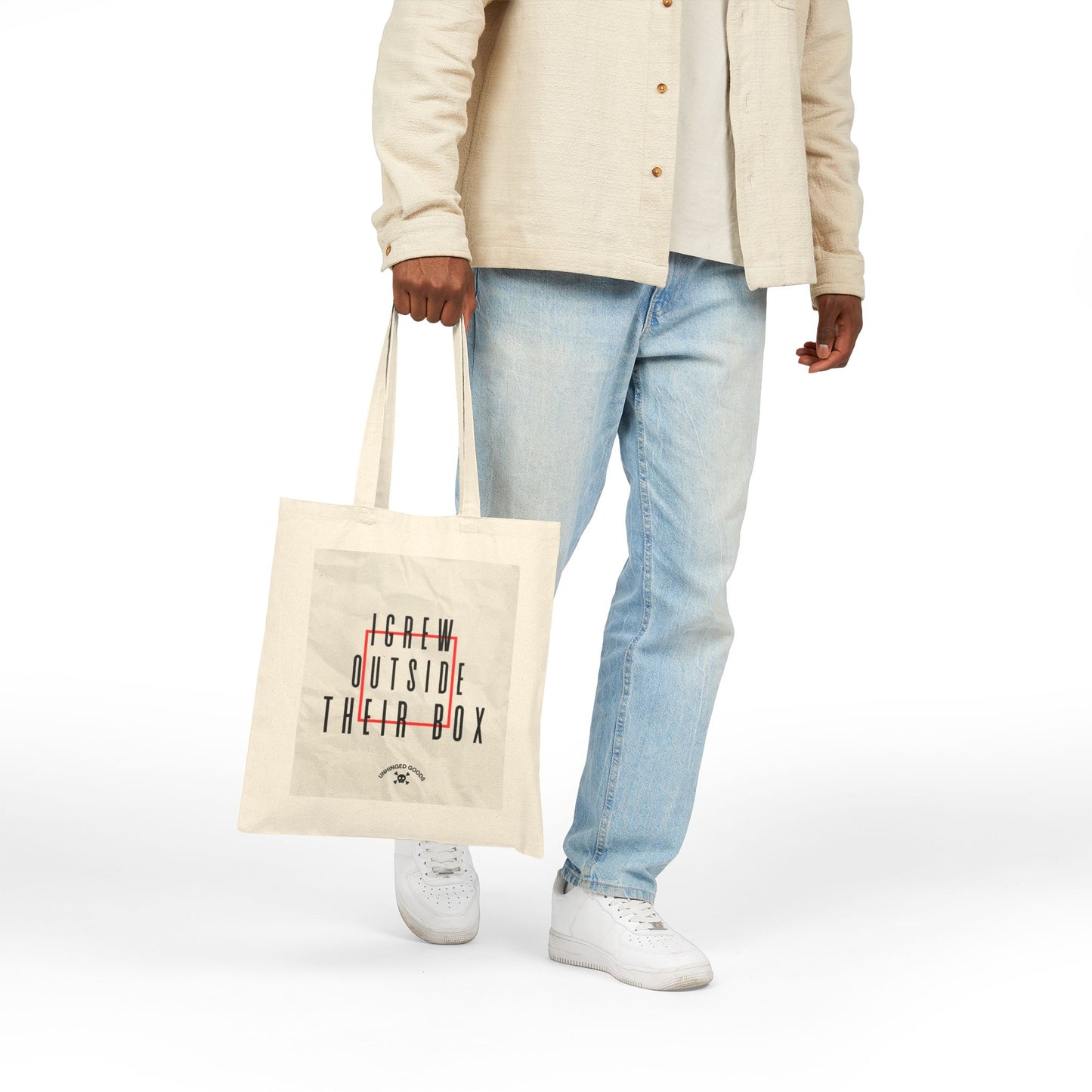 "I grew outside THEIR box" - Inspirational Cotton Canvas Tote Bag