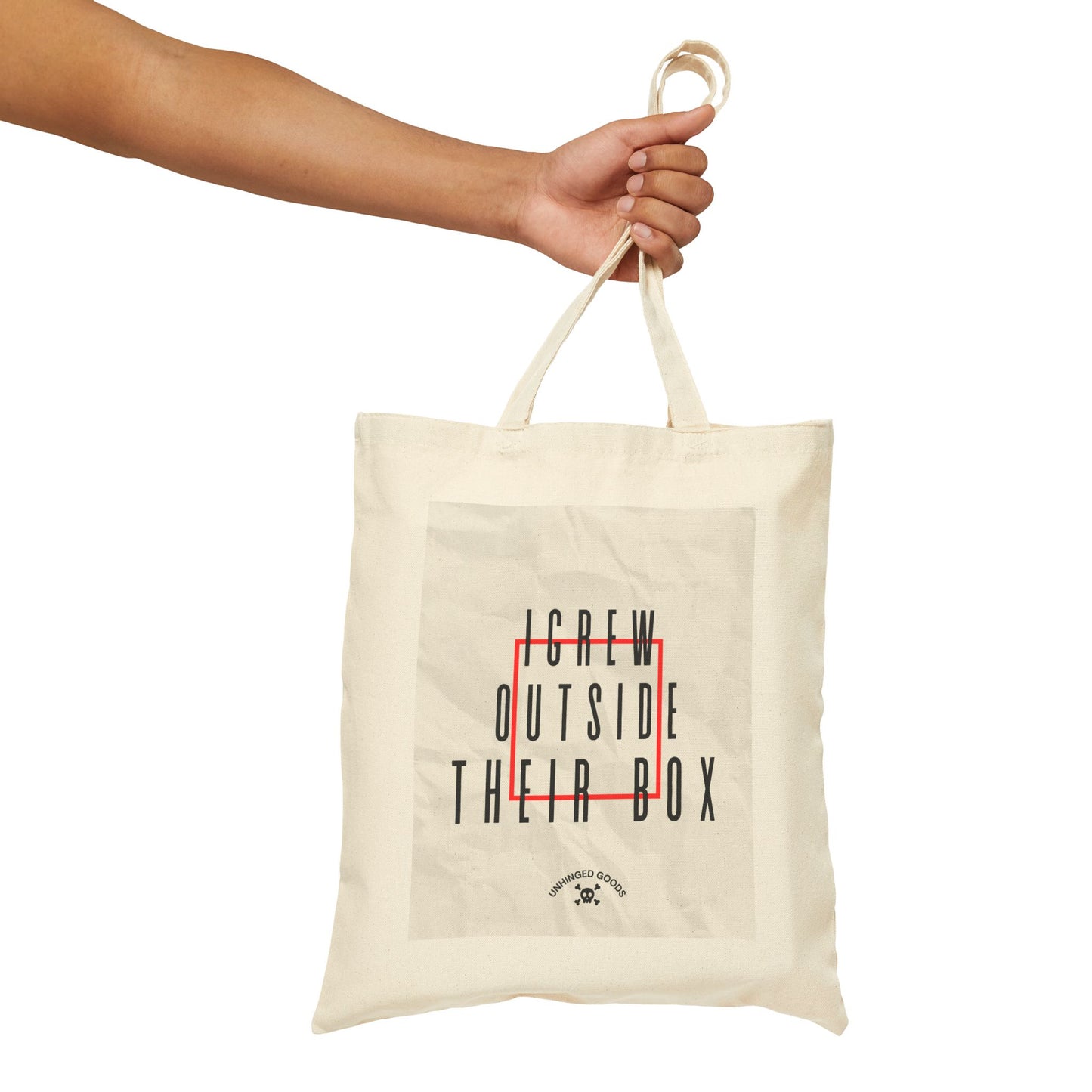 "I grew outside THEIR box" - Inspirational Cotton Canvas Tote Bag