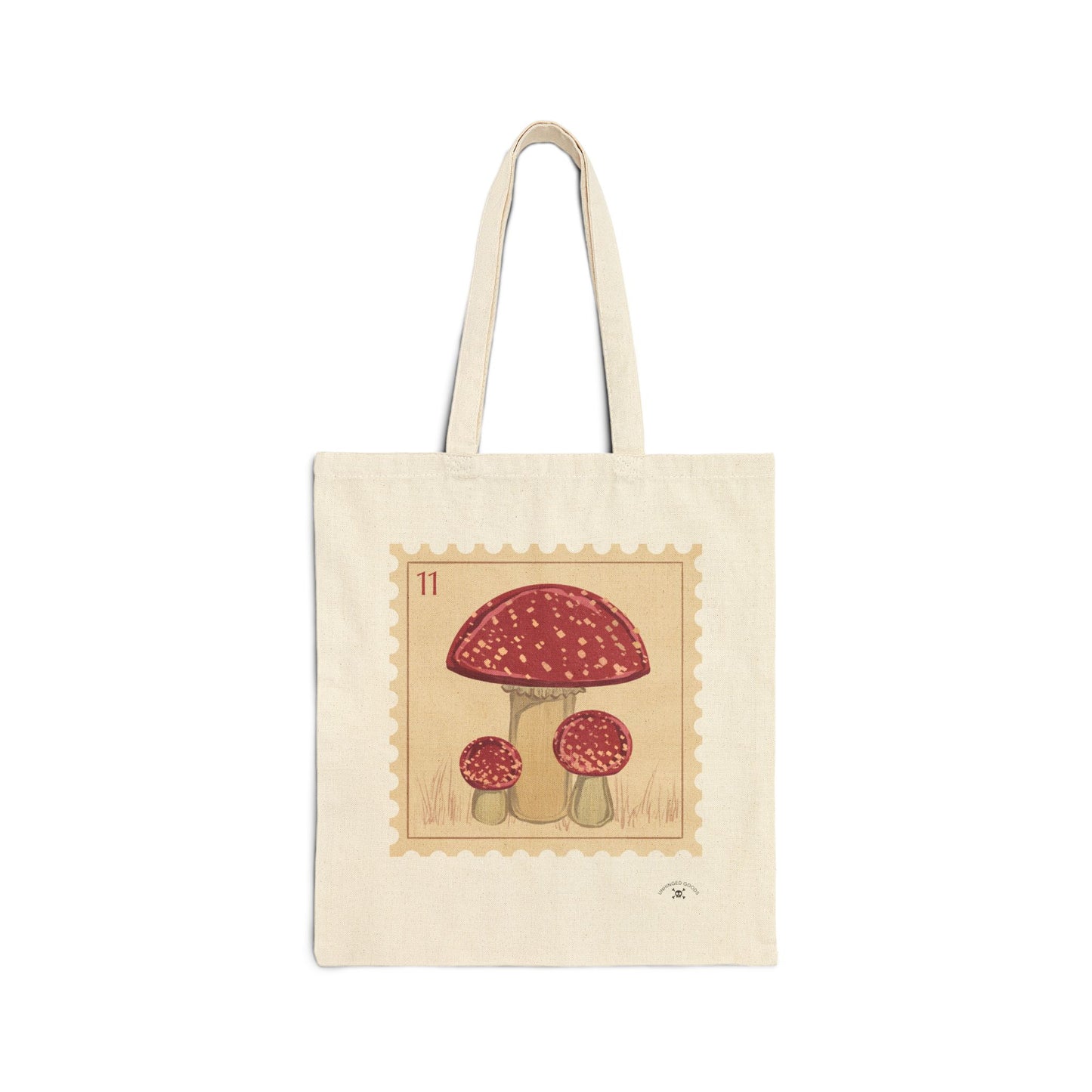 Vintage Mushroom Design Cotton Canvas Tote Bag - Eco-Friendly Shopping Tote