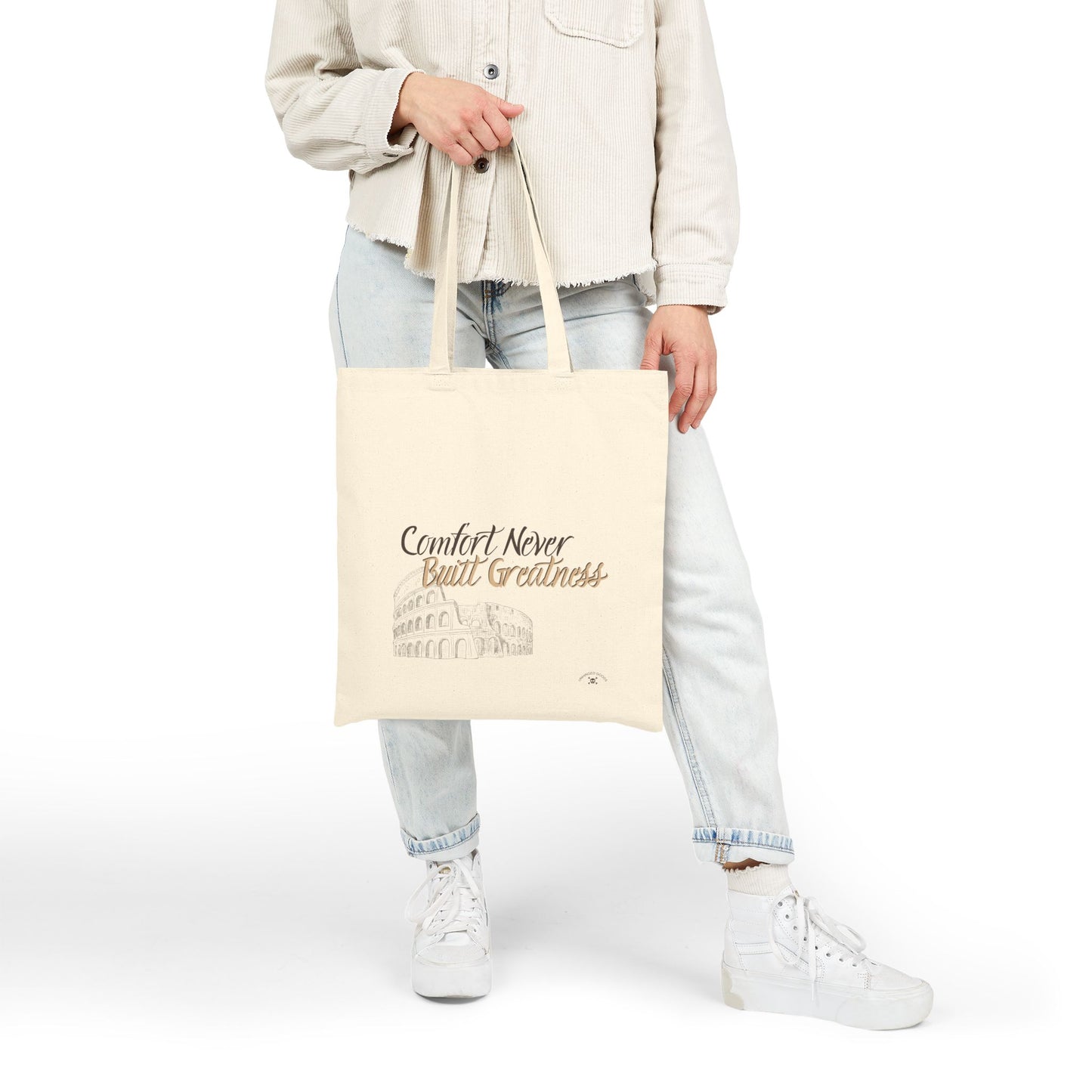 Motivational Canvas Tote Bag - 'Comfort Never Built Greatness'