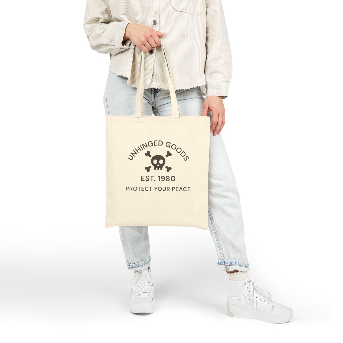 Unhinged Goods Cotton Canvas Tote Bag - Protect Your Peace - Eco-Friendly, Stylish, Perfect for Everyday Use