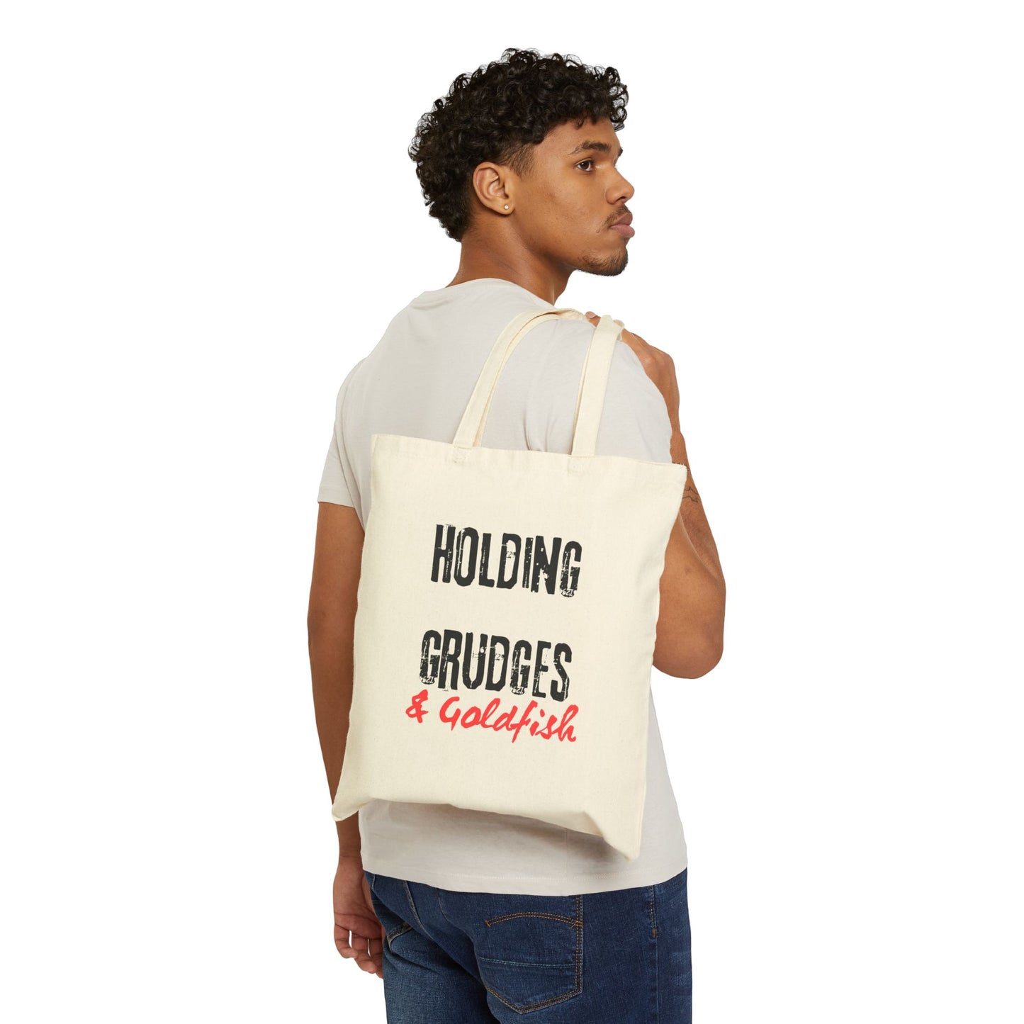 Holding Grudges & Goldfish | Funny Cotton Canvas Tote Bag