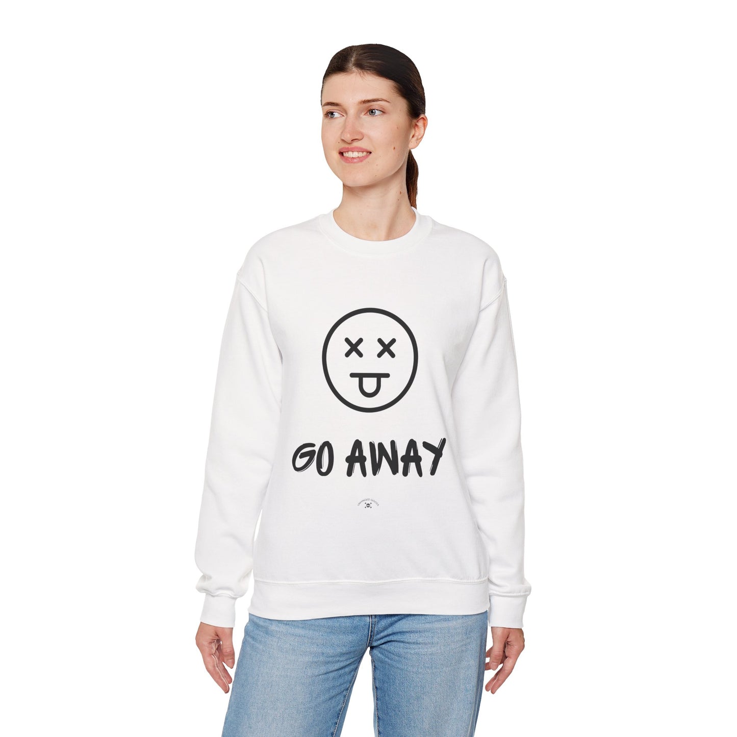 Casual Crewneck Sweatshirt with 'GO AWAY' Design - Trendy Unisex Pullover, Gift for Introverts, Cozy Lounge Wear, Everyday Comfort