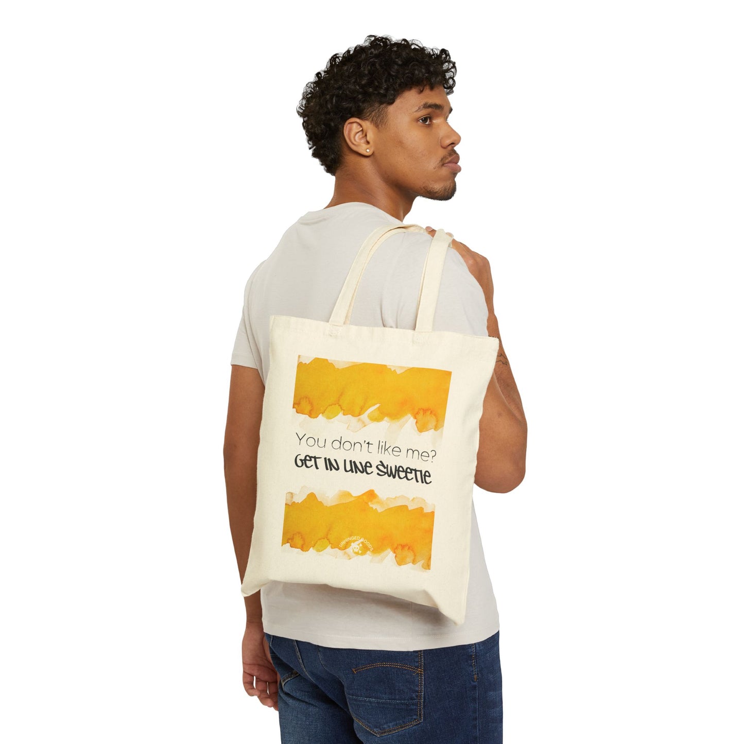 Funny Cotton Canvas Tote Bag - 'Get in Line Sweetie'