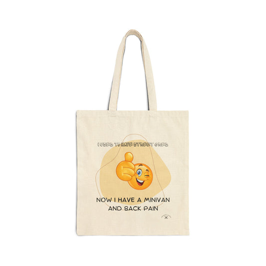 Funny Cotton Canvas Tote Bag - 'Now I Have a Minivan and Back Pain' - Ideal for Parents, Commuters, and Daily Errands