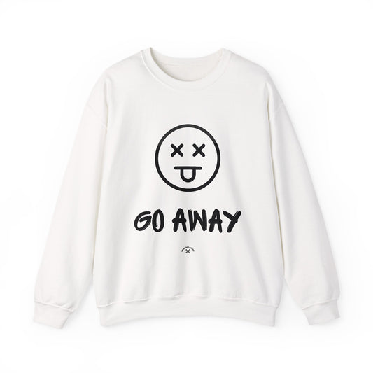 Casual Crewneck Sweatshirt with 'GO AWAY' Design - Trendy Unisex Pullover, Gift for Introverts, Cozy Lounge Wear, Everyday Comfort