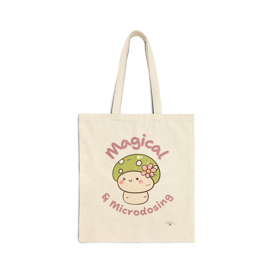 Magical Microdosing Tote Bag, Cute Mushroom, Eco-Friendly Shopping Bag, Gift for Nature Lovers, Psychedelic Art, Everyday Use