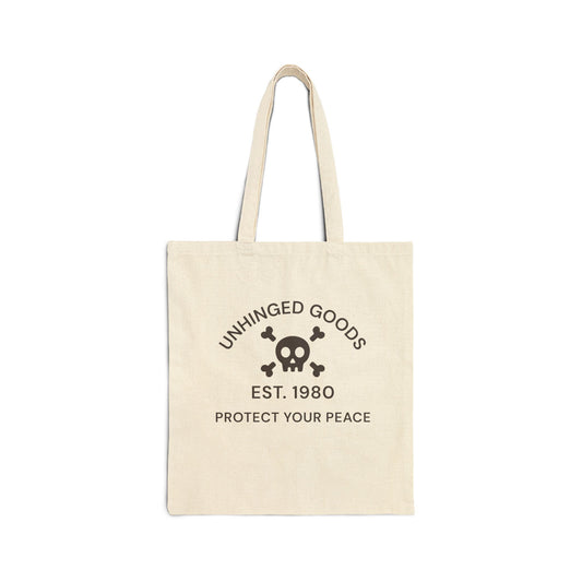 Unhinged Goods Cotton Canvas Tote Bag - Protect Your Peace - Eco-Friendly, Stylish, Perfect for Everyday Use