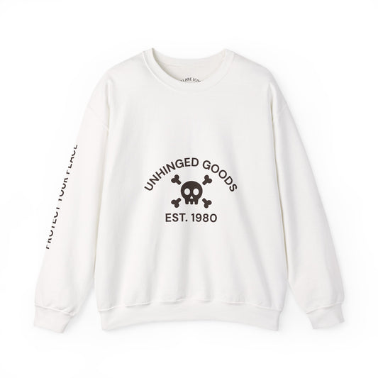 Unisex Heavy Blend™ Crewneck Sweatshirt - Unhinged Goods with Skull Design